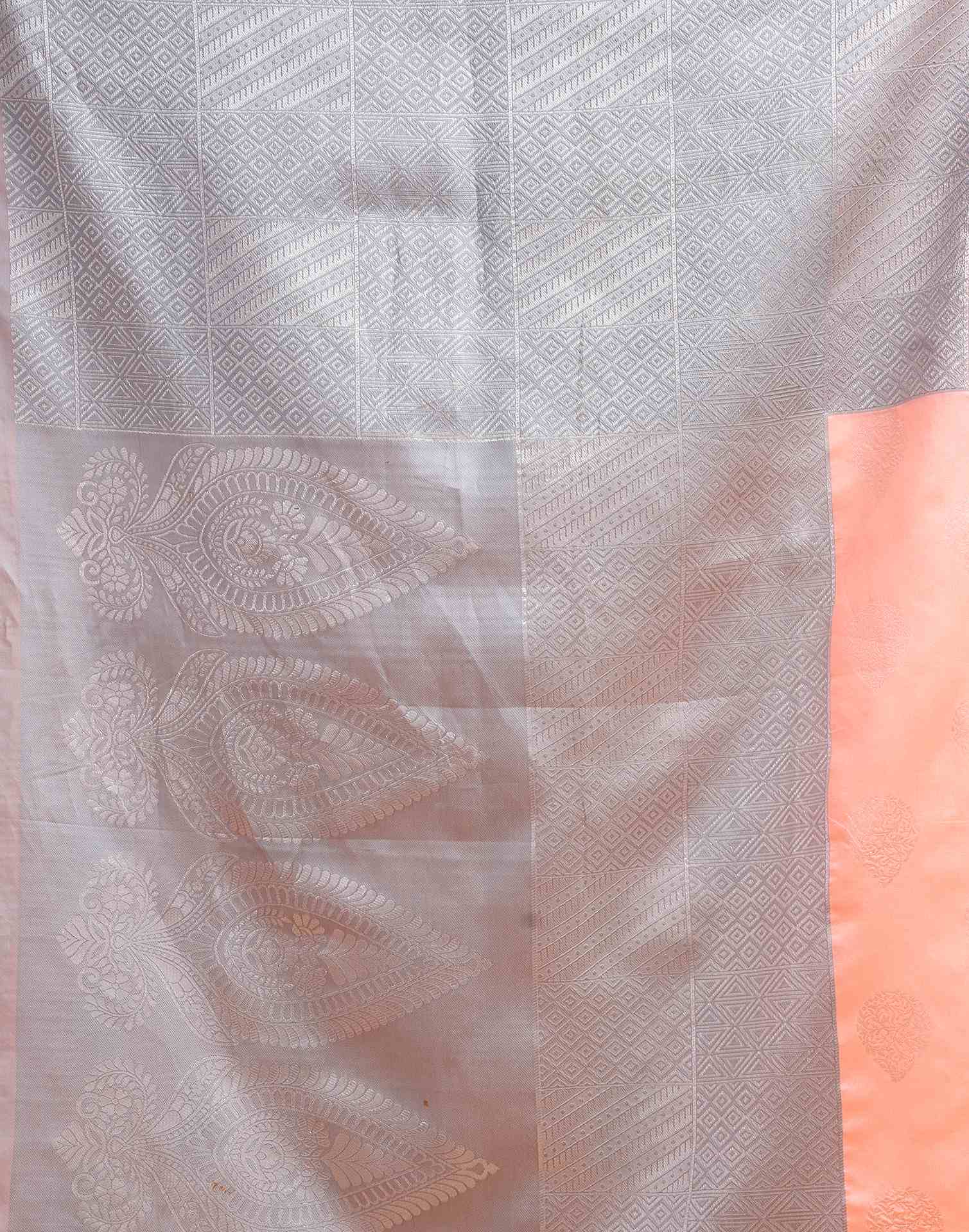 Light Orange Silk Woven Banarasi Saree