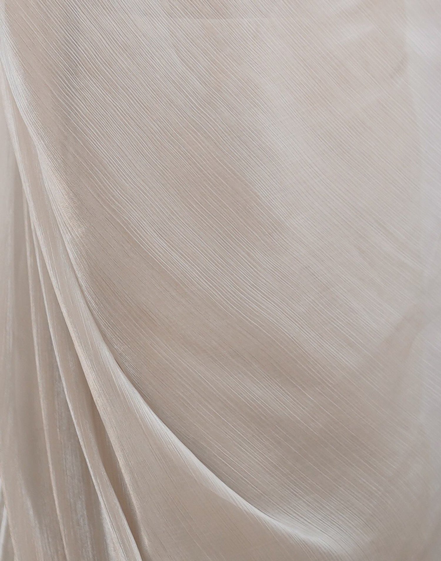 Beige Shimmer Chiffon Lace Solid Saree