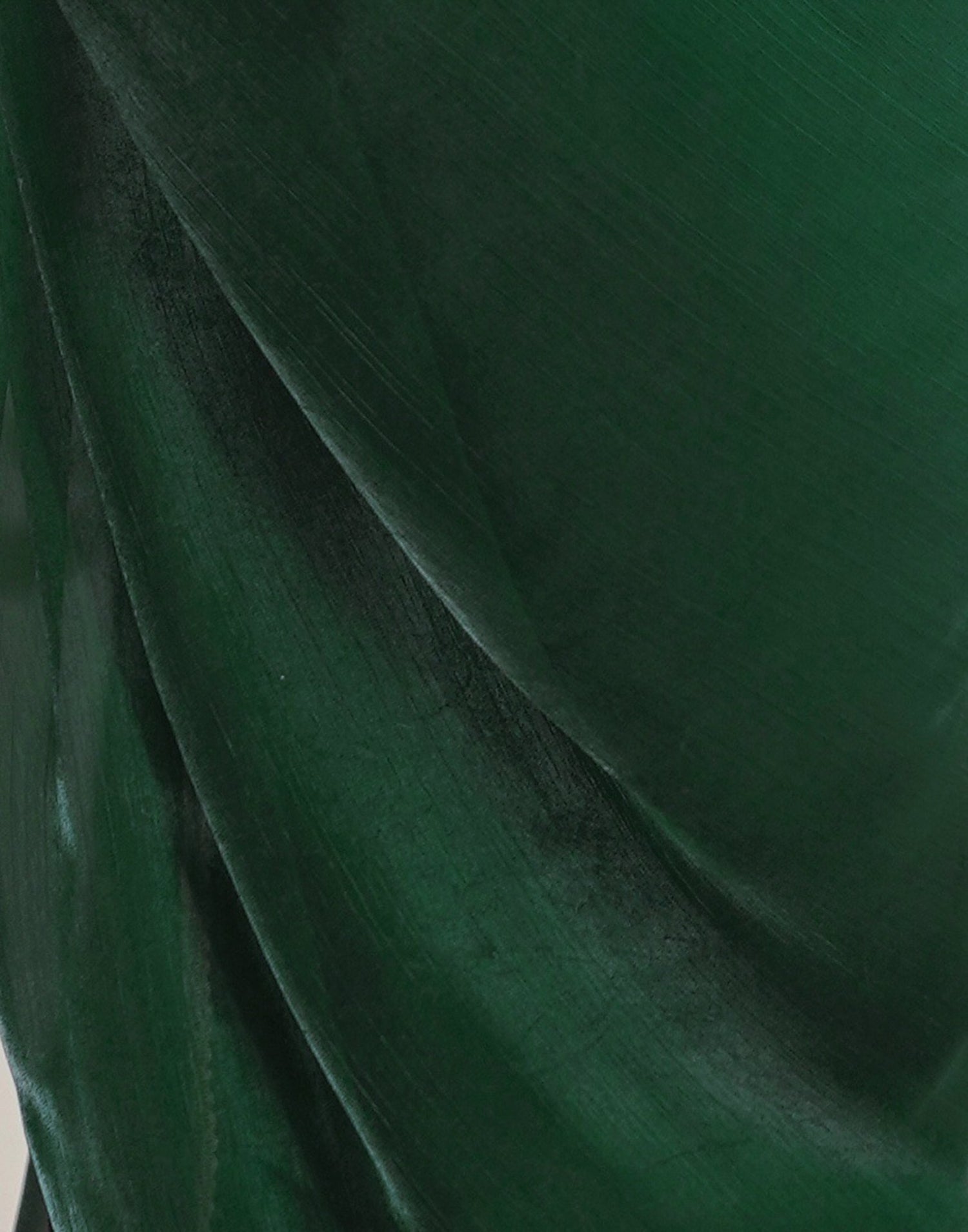 Dark Green Shimmer Chiffon Lace Solid Saree