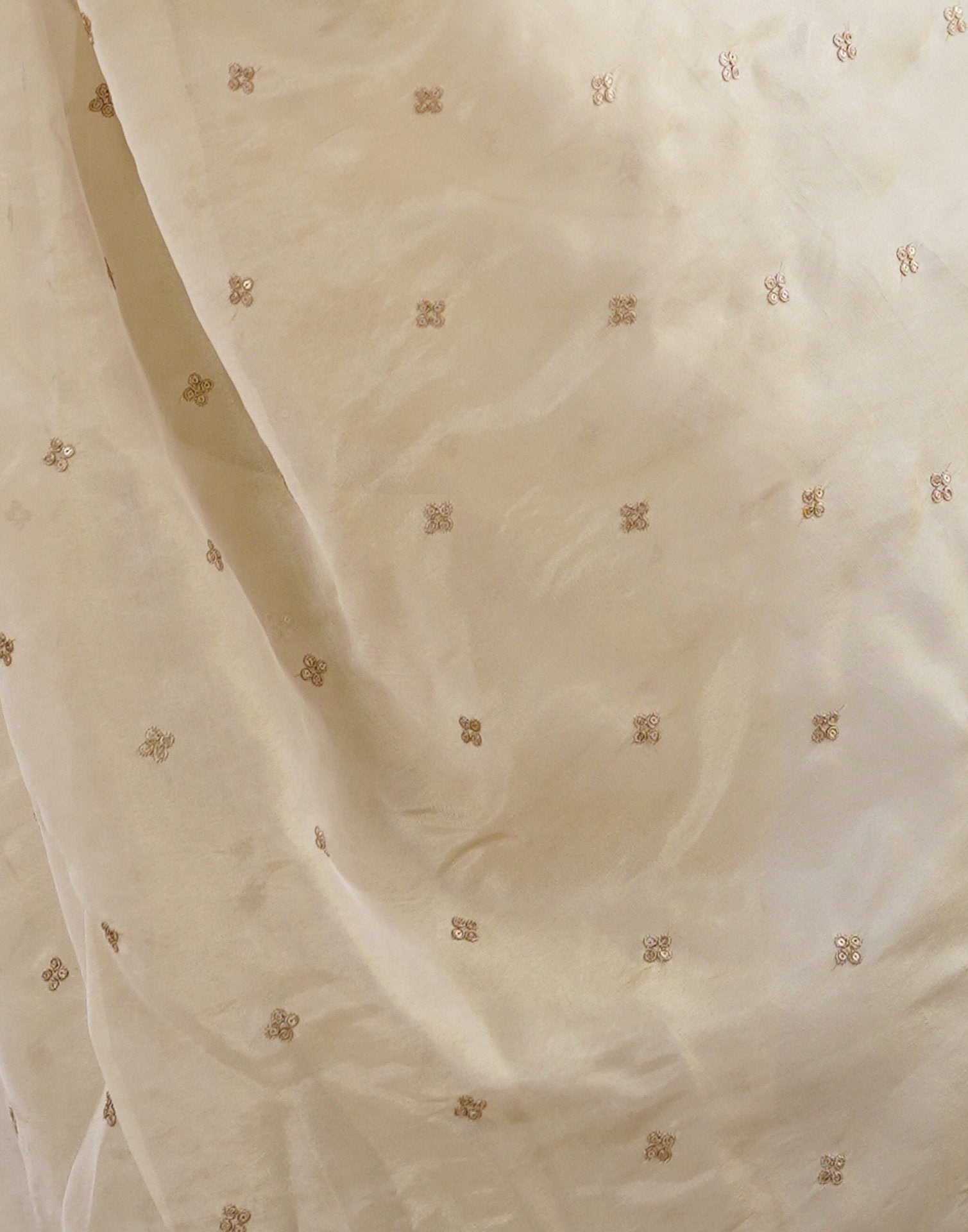 Cream Silk Sequence Embroidery Saree