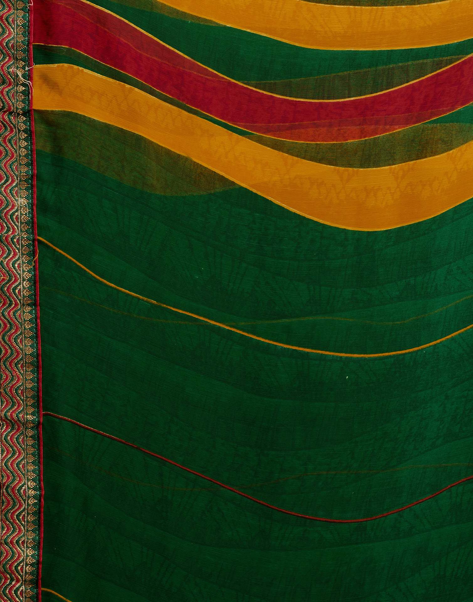 Dark Green Chiffon Printed Saree