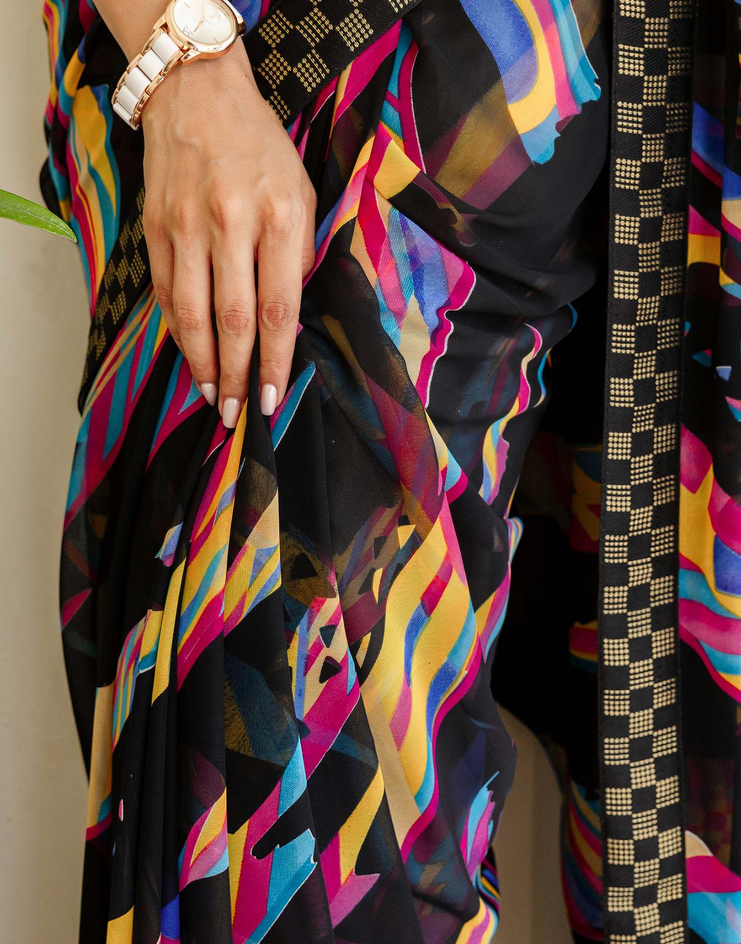 Black Georgette printed Saree