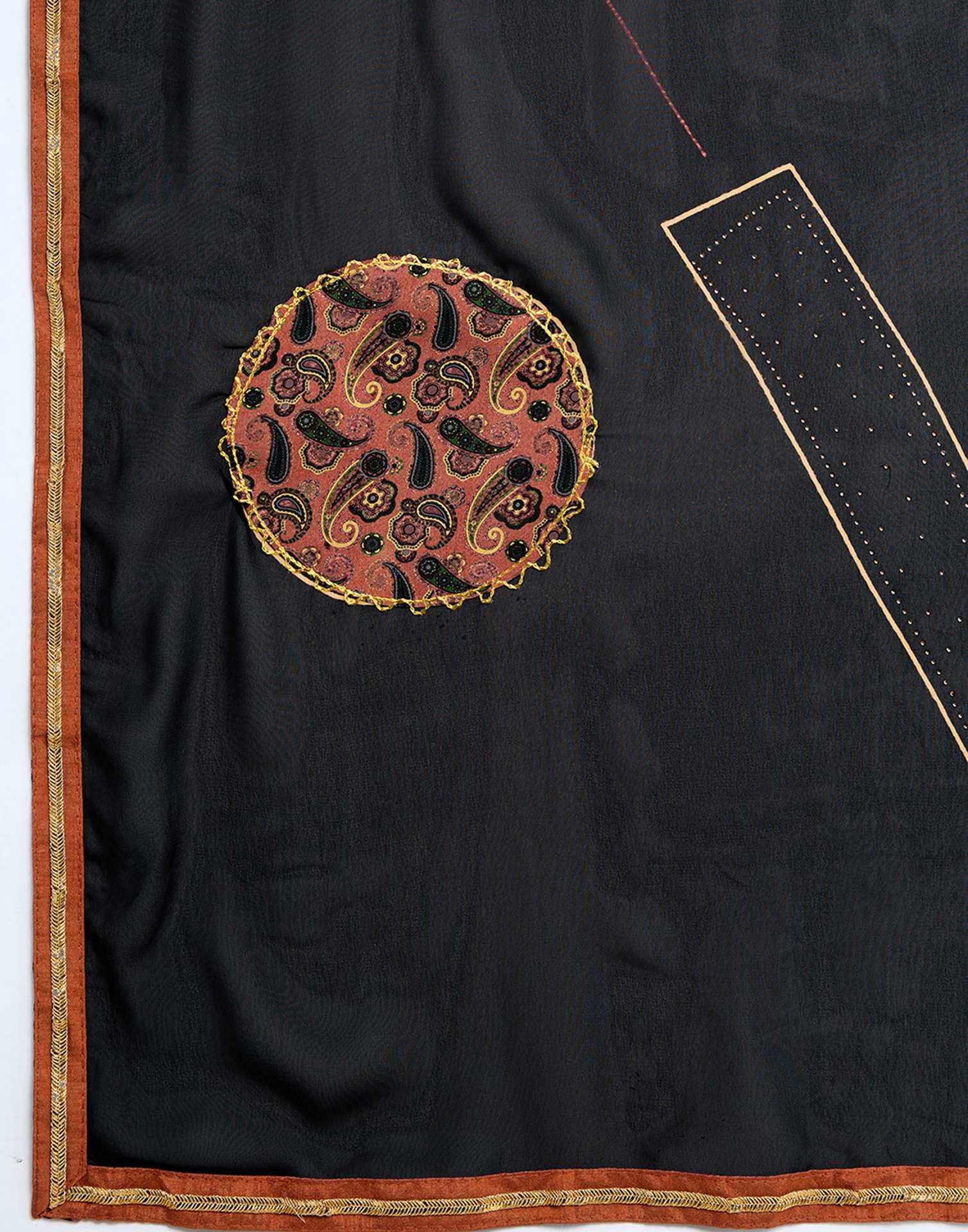 Black Georgette Patch work Embellished Saree