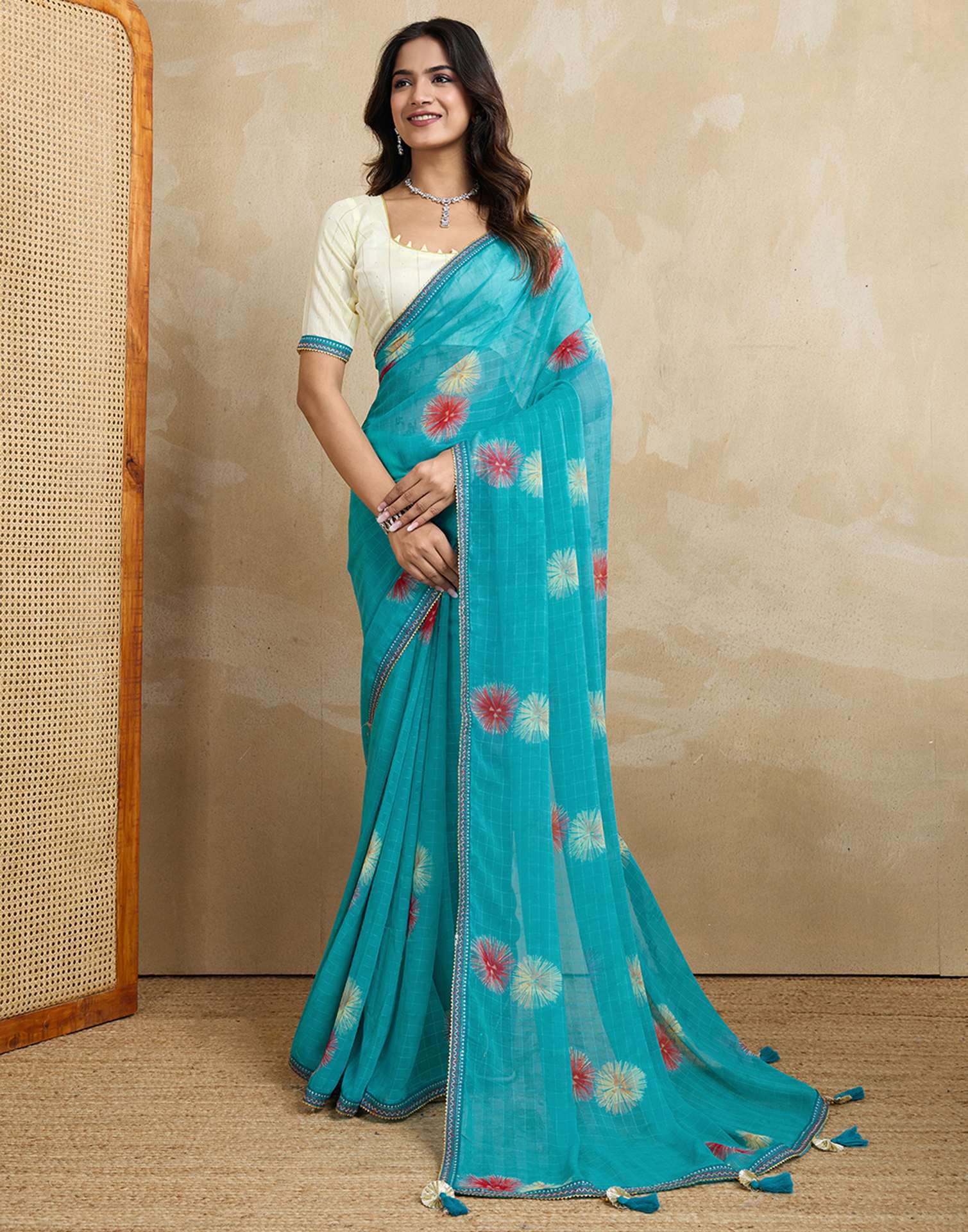 Blue Georgette Printed Saree
