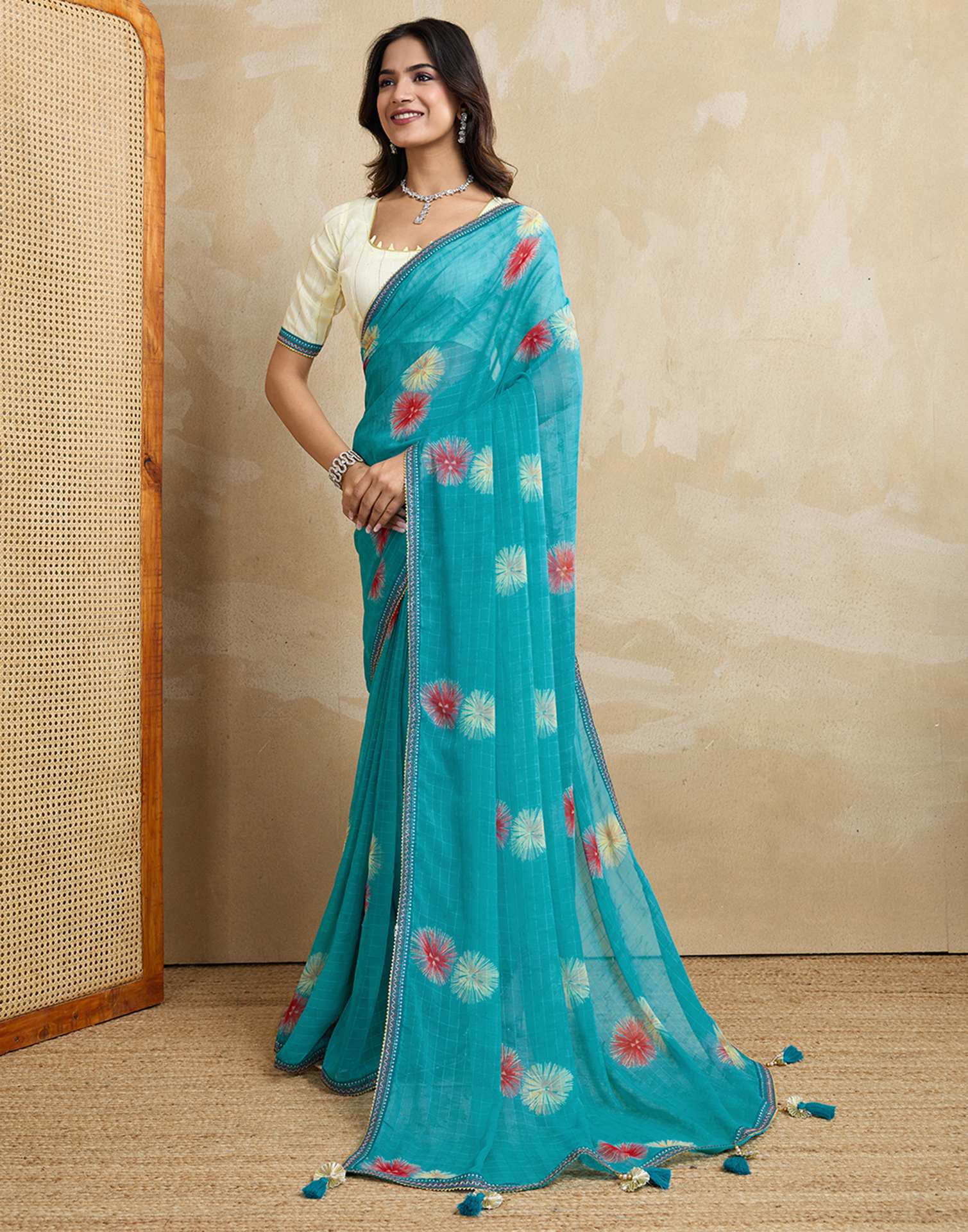 Blue Georgette Printed Saree