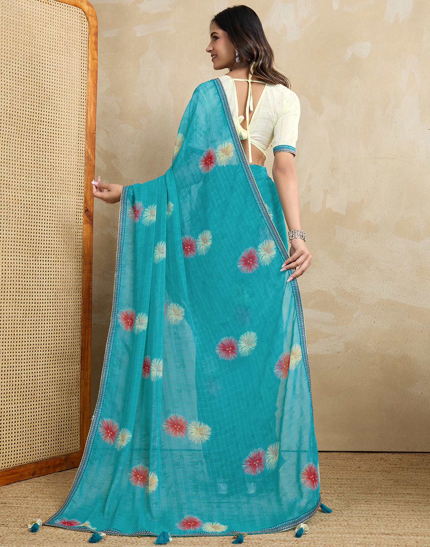 Blue Georgette Printed Saree