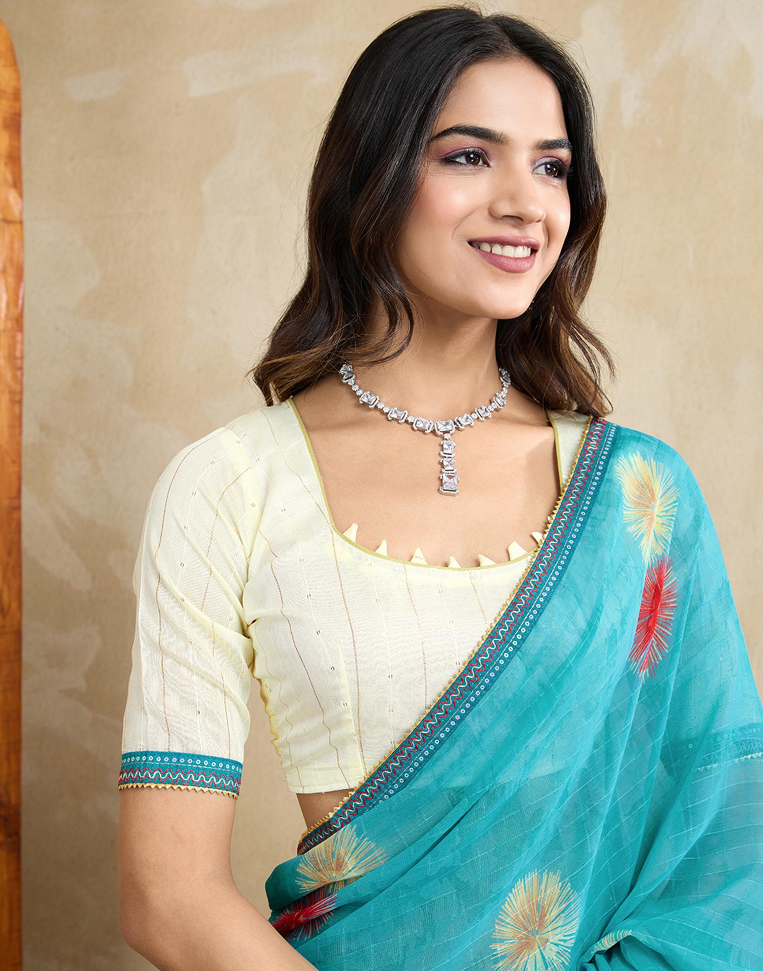 Blue Georgette Printed Saree