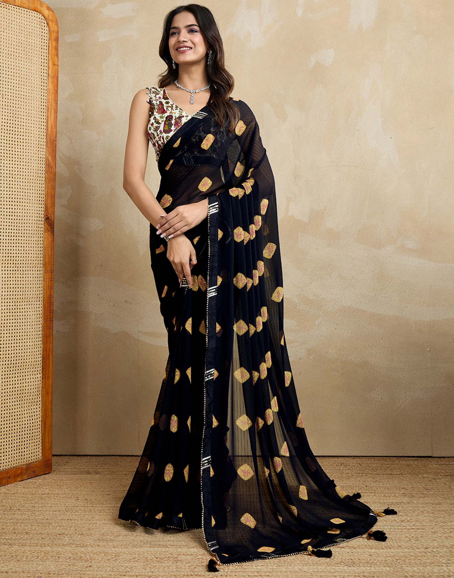 Black Georgette Printed Saree