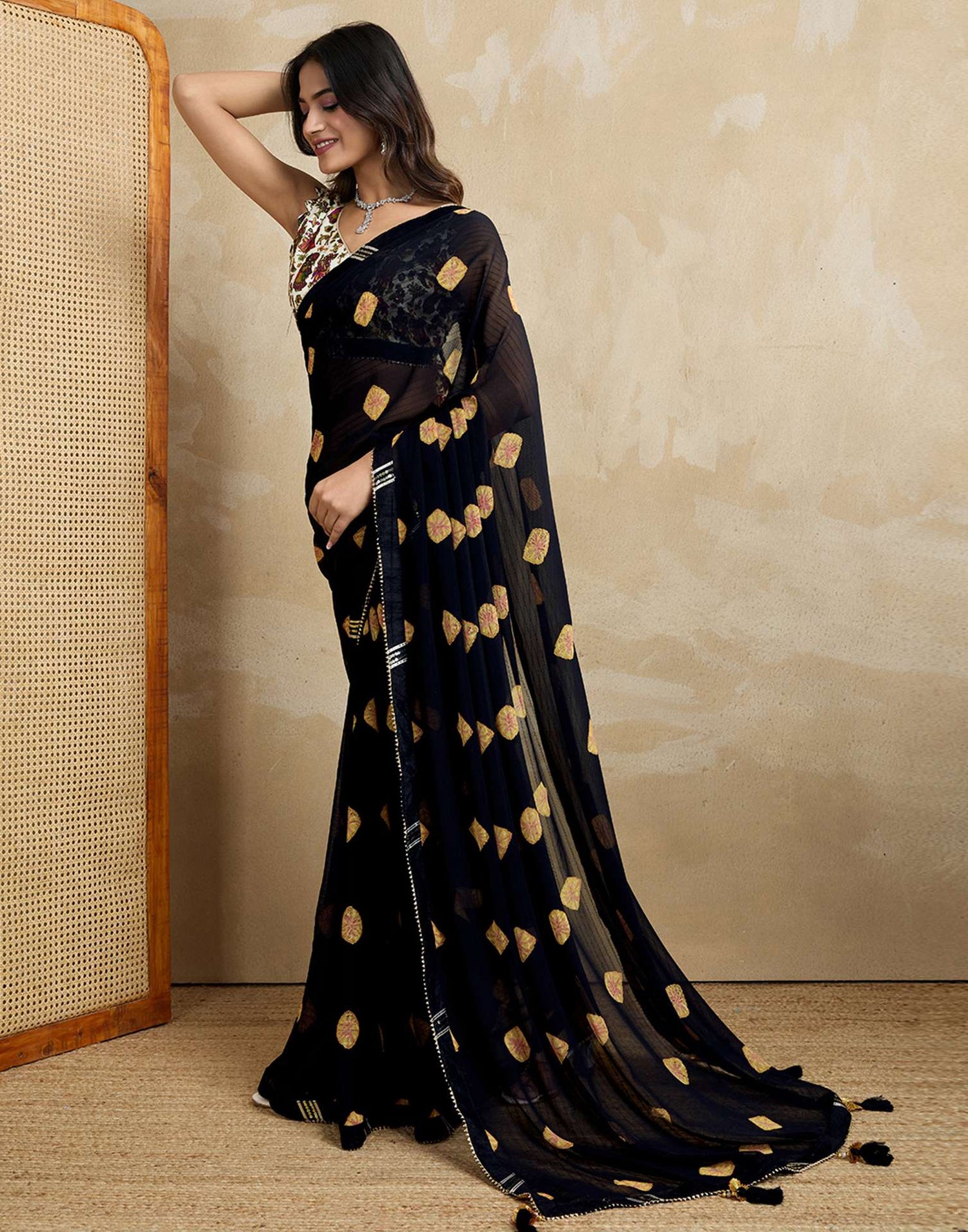 Black Georgette Printed Saree