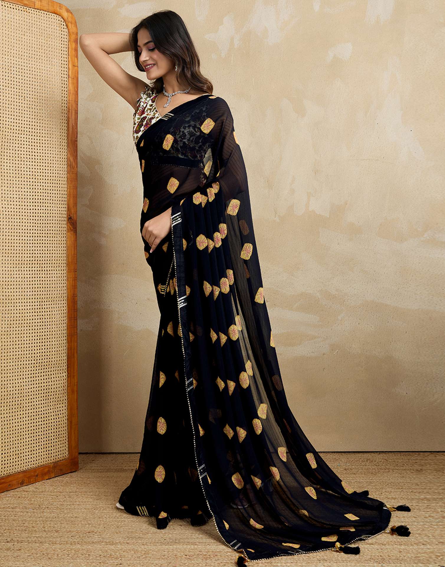 Black Georgette Printed Saree