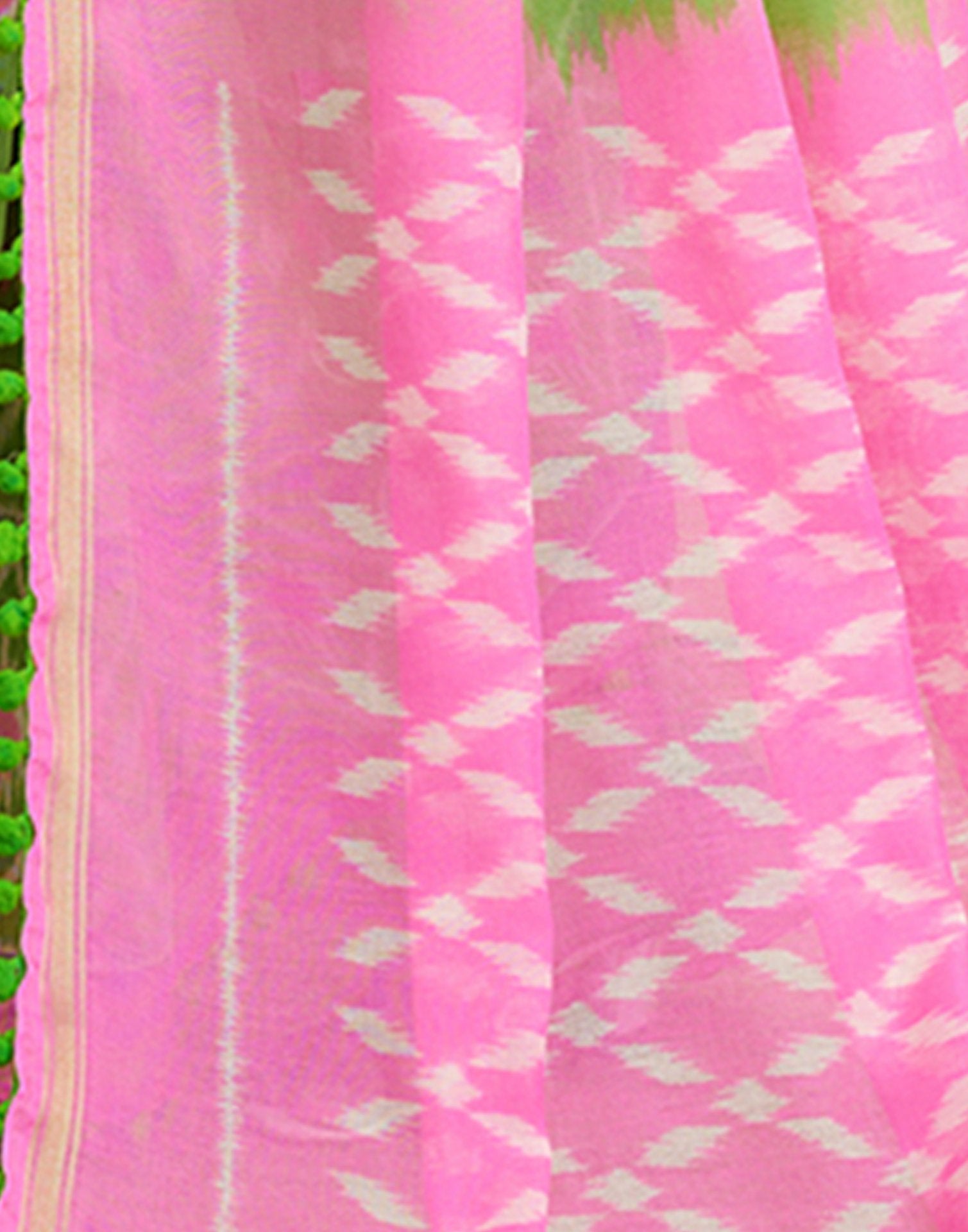 Green Cotton Blend Ikkat Printed Saree