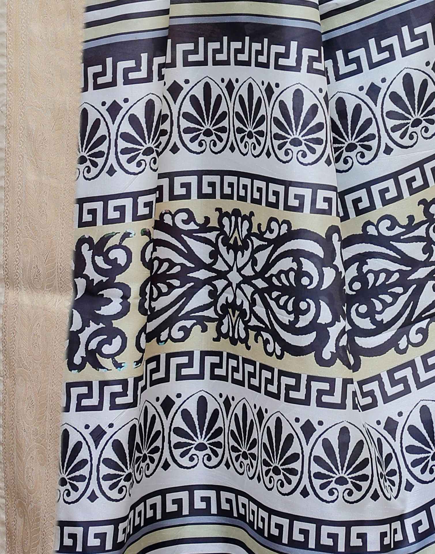 Turquoise Tussar Silk Printed Saree