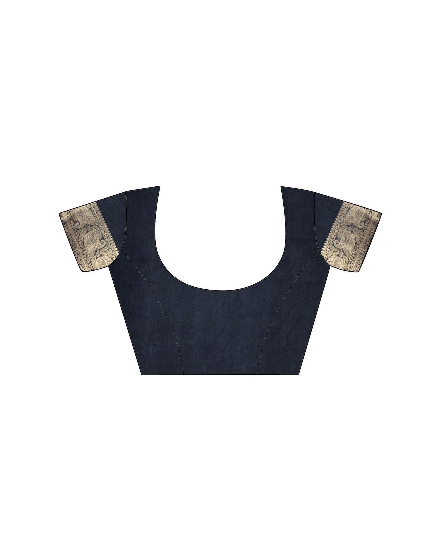 Navy Blue Tussar Silk Printed Kalamkari Saree