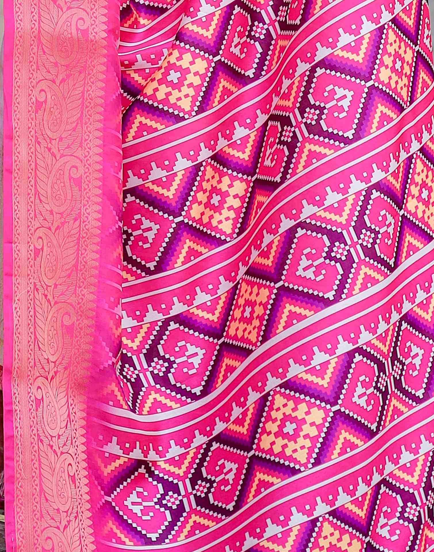 Green Tussar Silk Printed Patola Saree