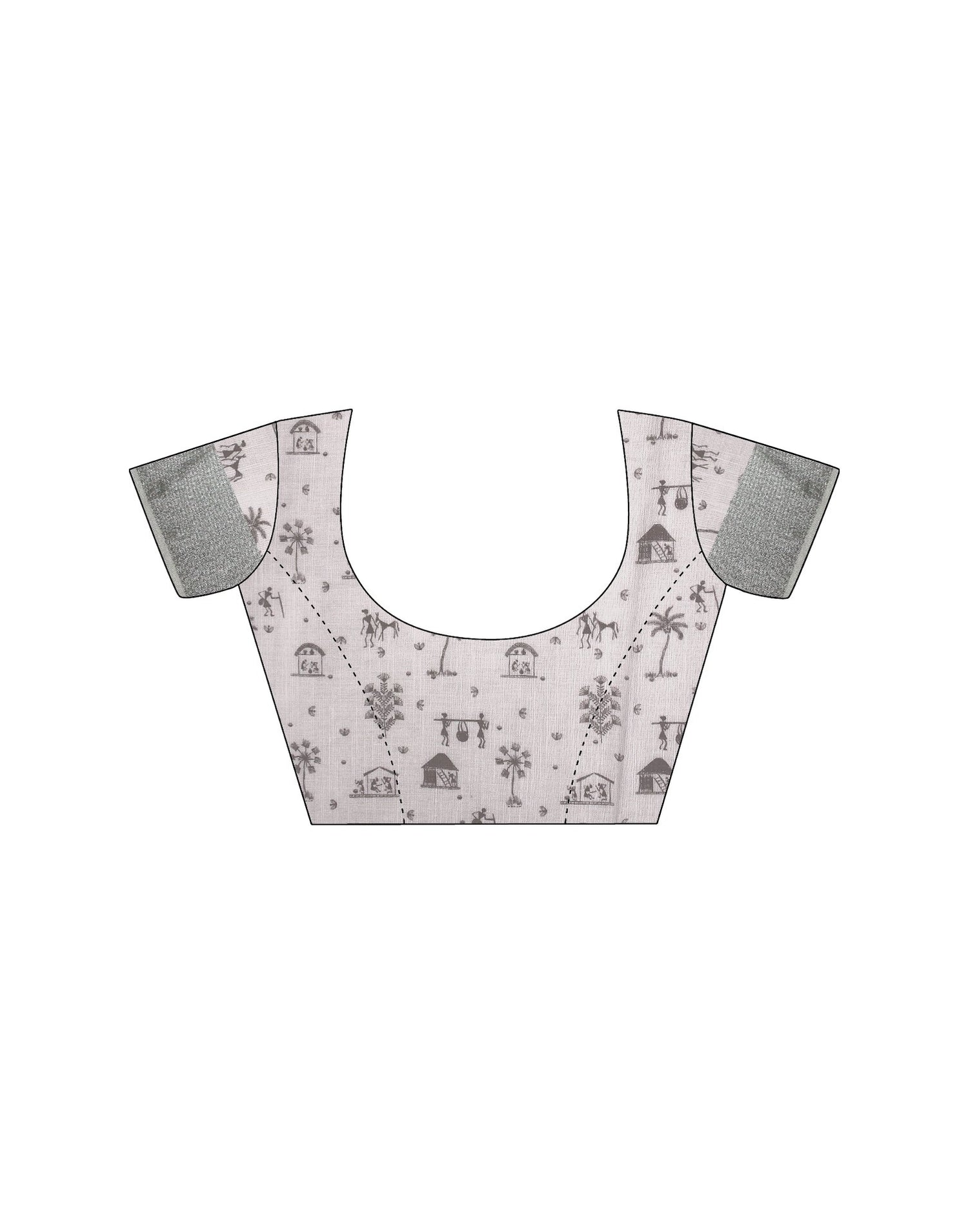 White Linen Printed Saree