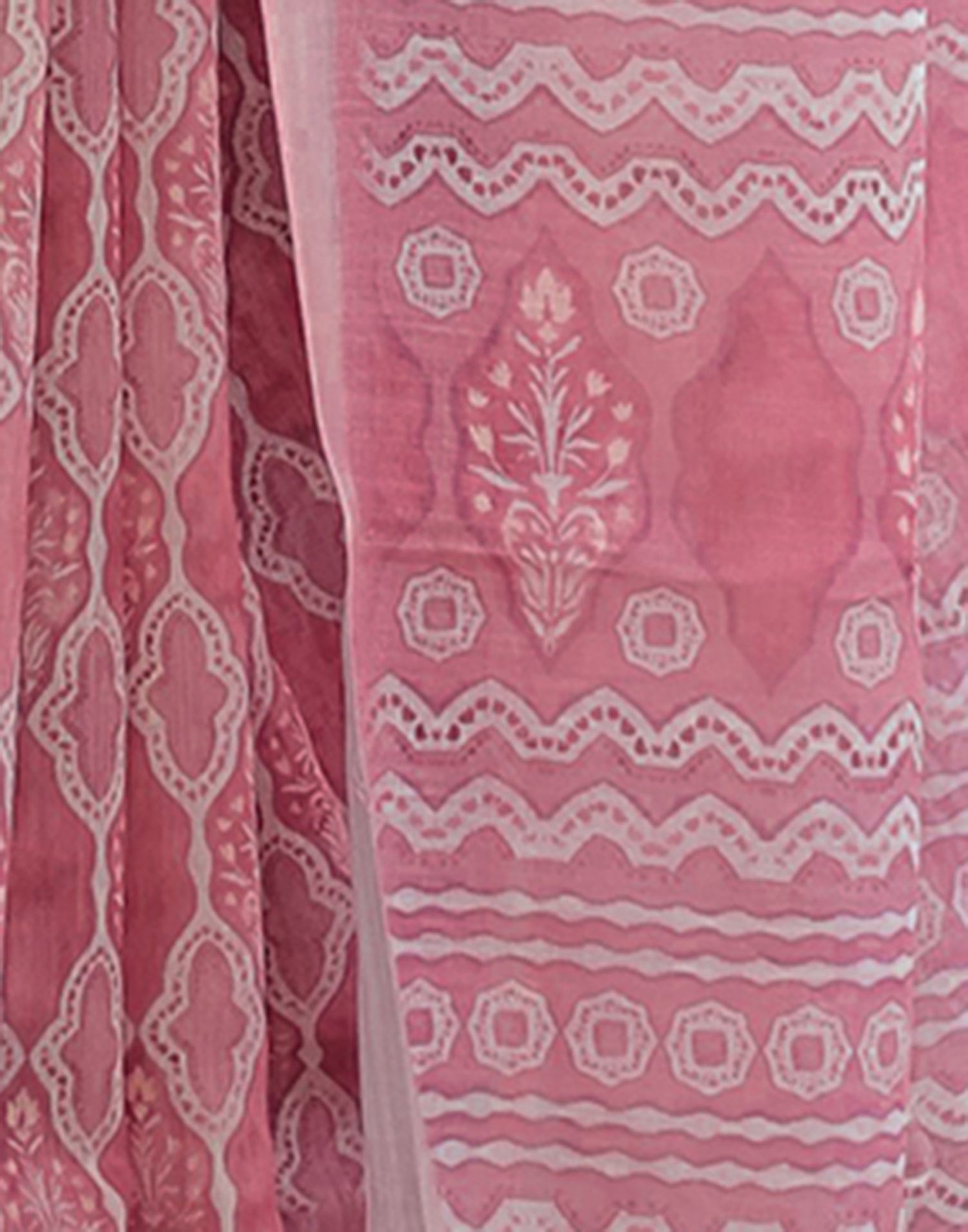 Light Dusty Pink Linen Printed Saree