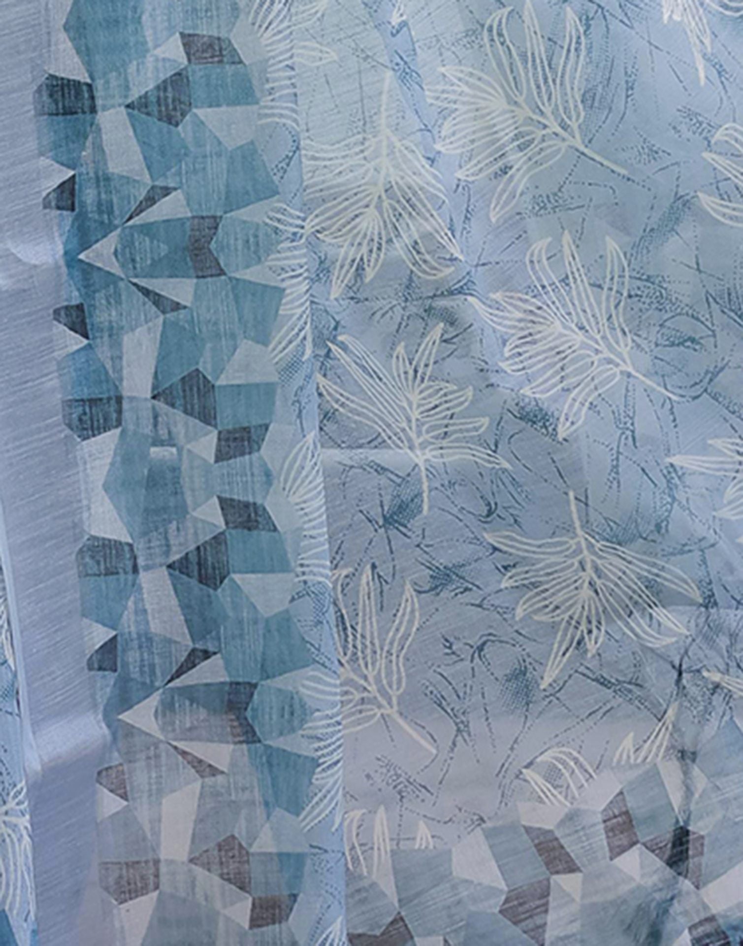 Dusty Blue Linen Printed Saree