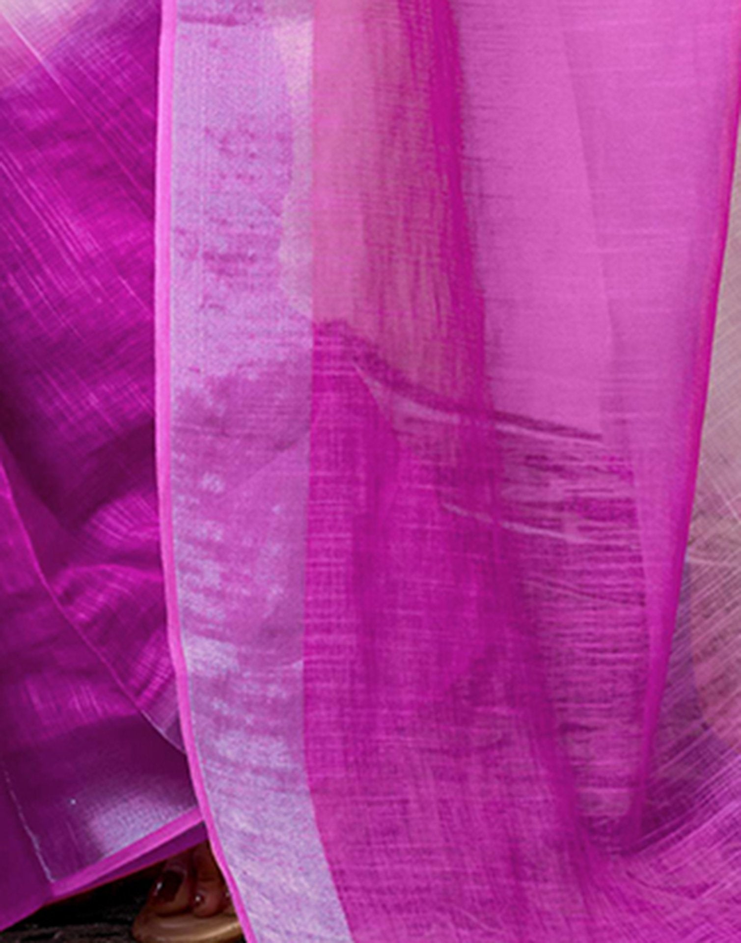 Ready to Wear White Chanderi Floral Printed Saree