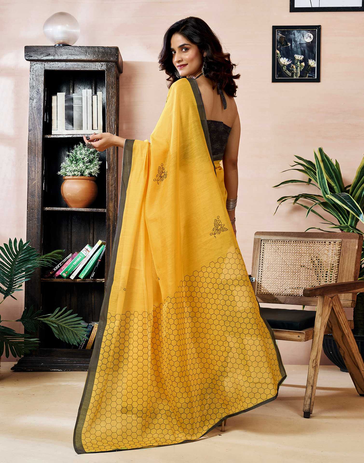 Ready to Wear Yellow Chanderi Printed Saree