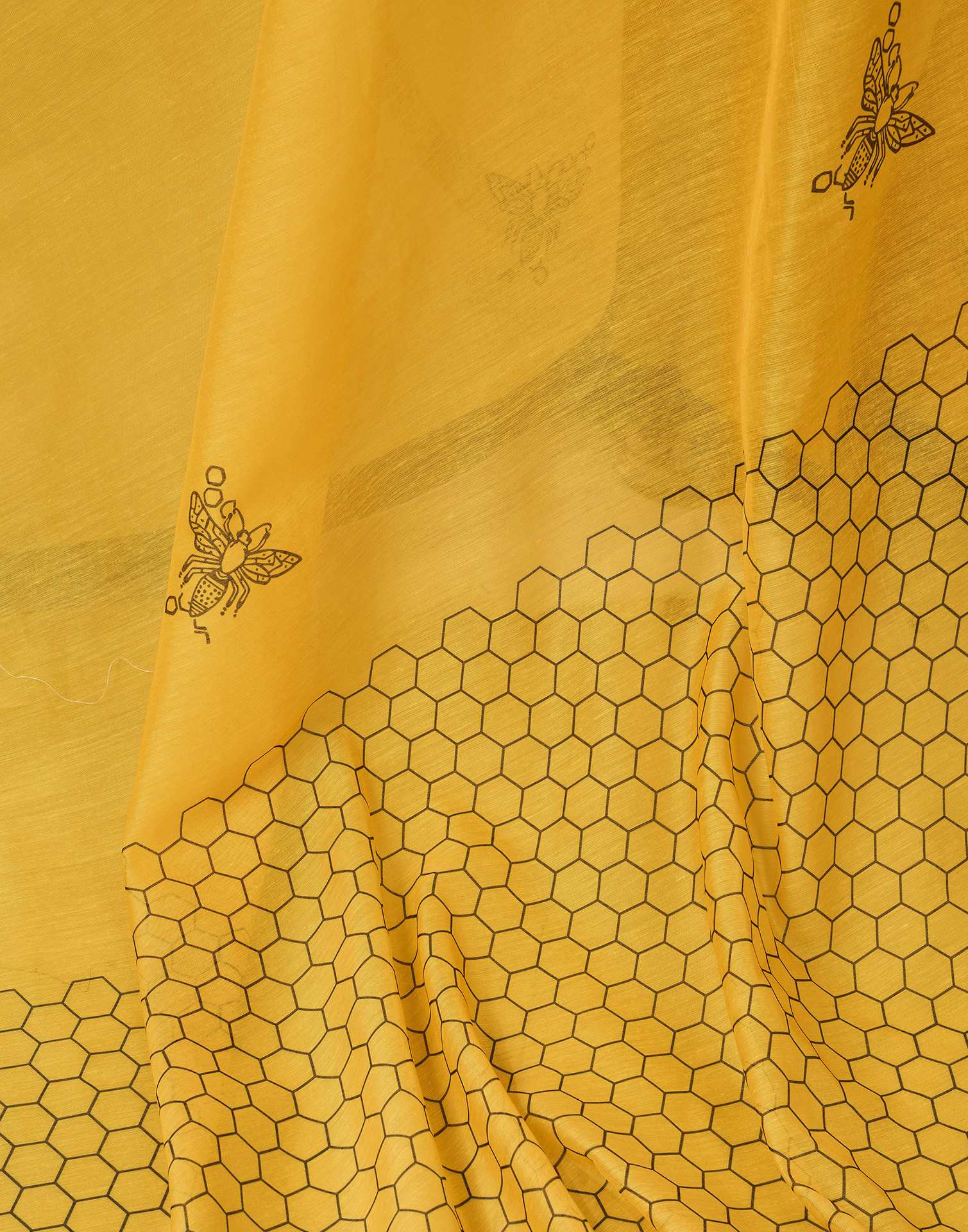 Ready to Wear Yellow Chanderi Printed Saree