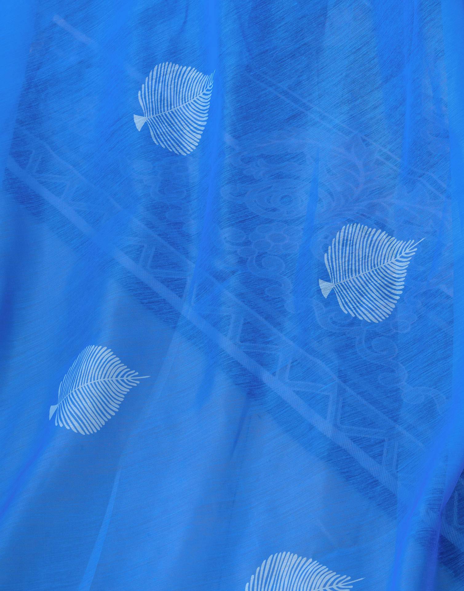 Ready to Wear Blue Chanderi Printed Saree