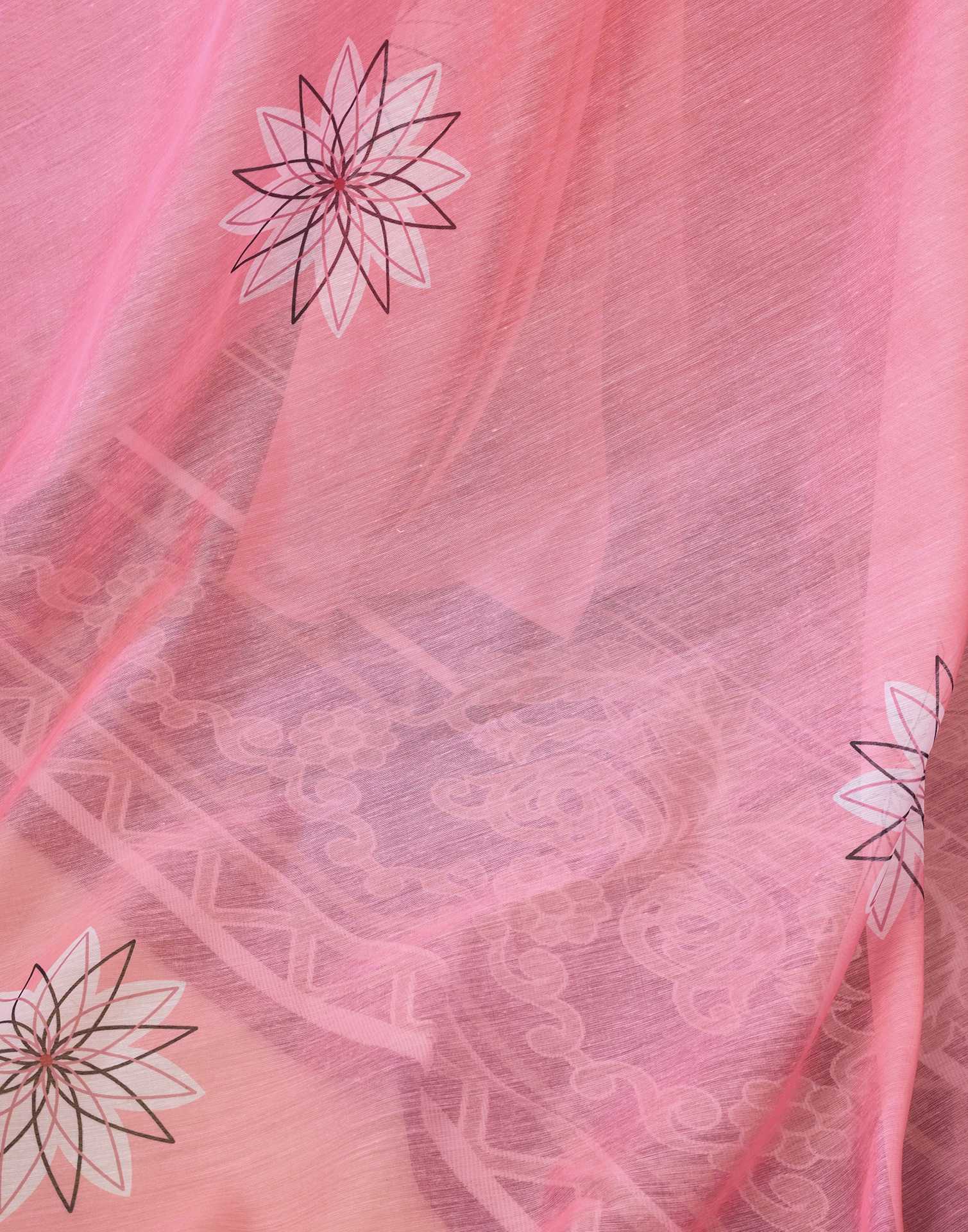 Ready to Wear Pink Chanderi Printed Saree