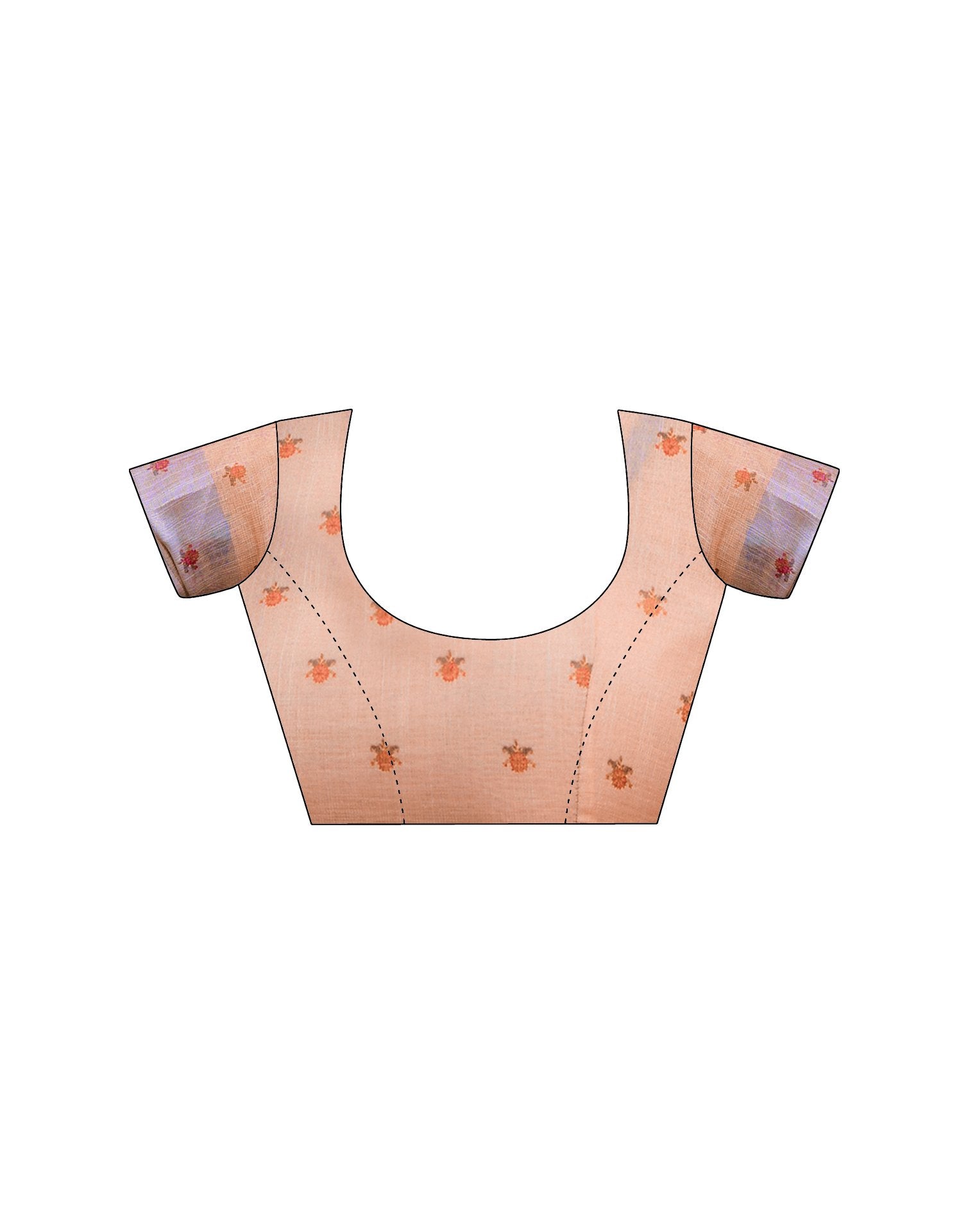 Rust Beige Cotton Linen Printed Saree