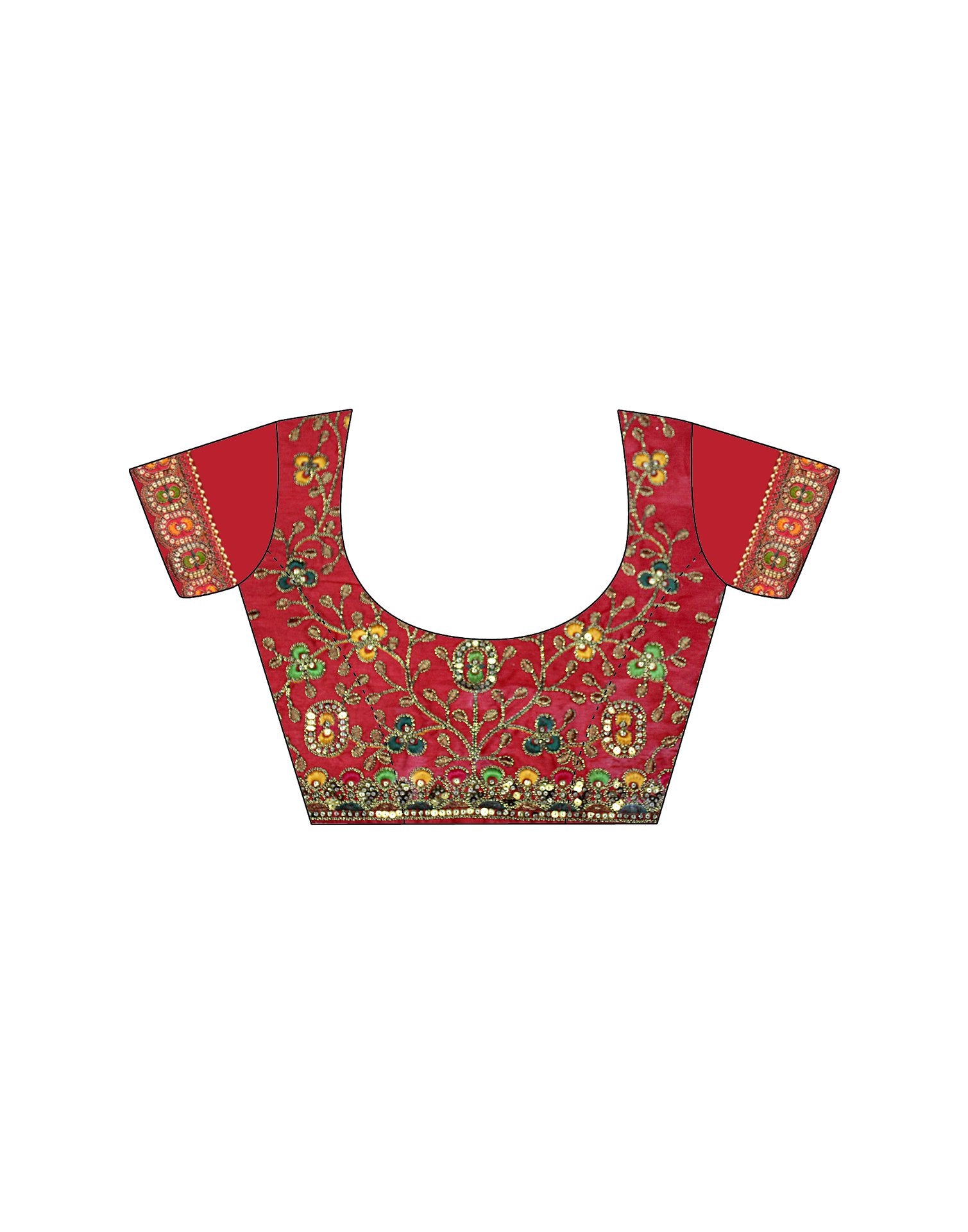 Red Georgette Printed Bandhani Saree