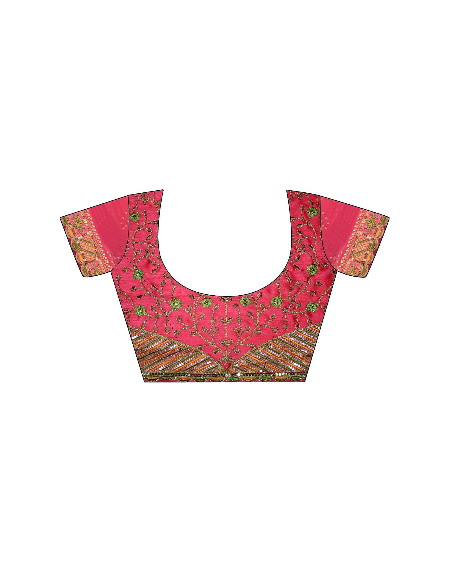 Peach Georgette Printed Bandhani Saree