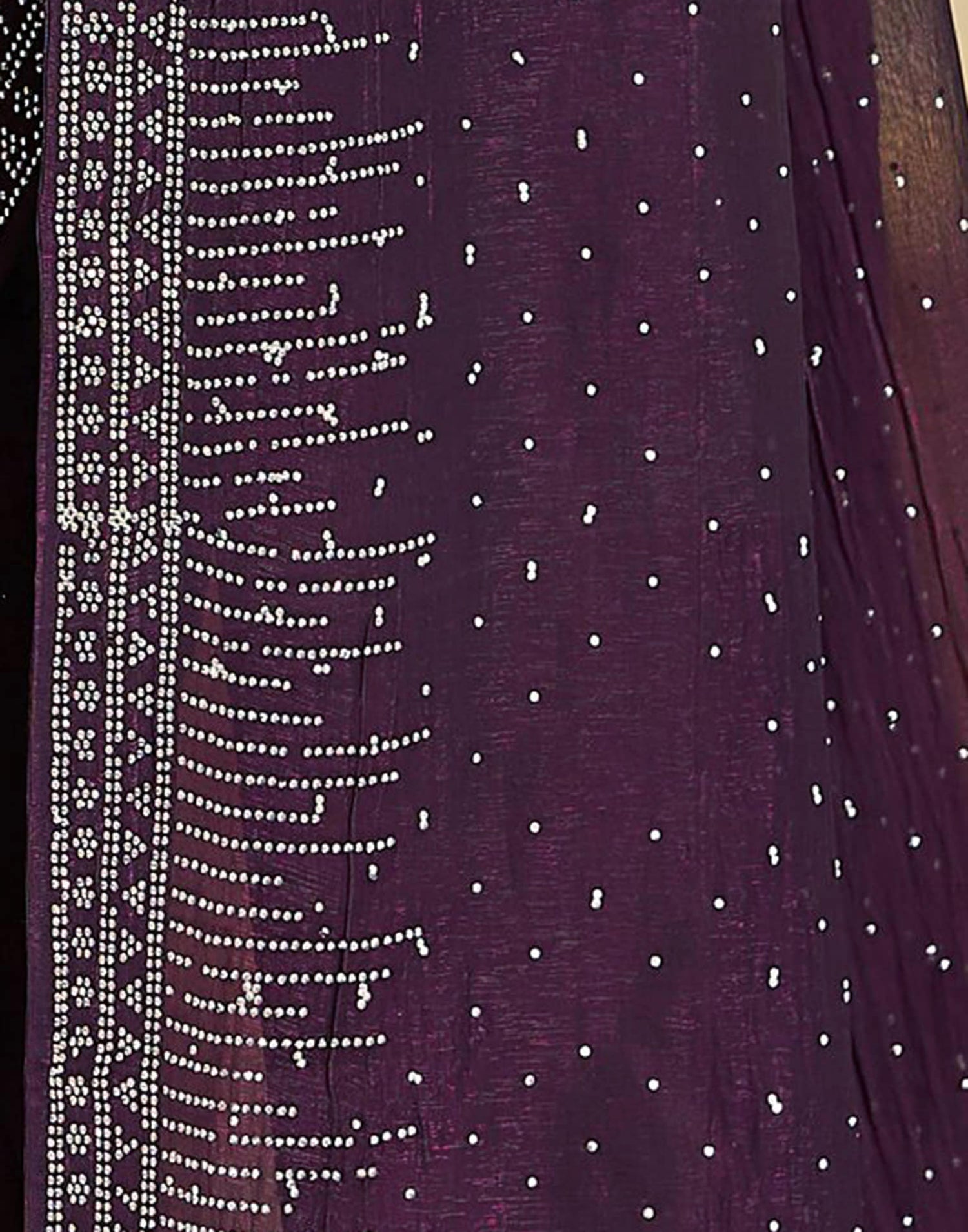 Dark Purple Shimmer Stone Work Swarovski Saree
