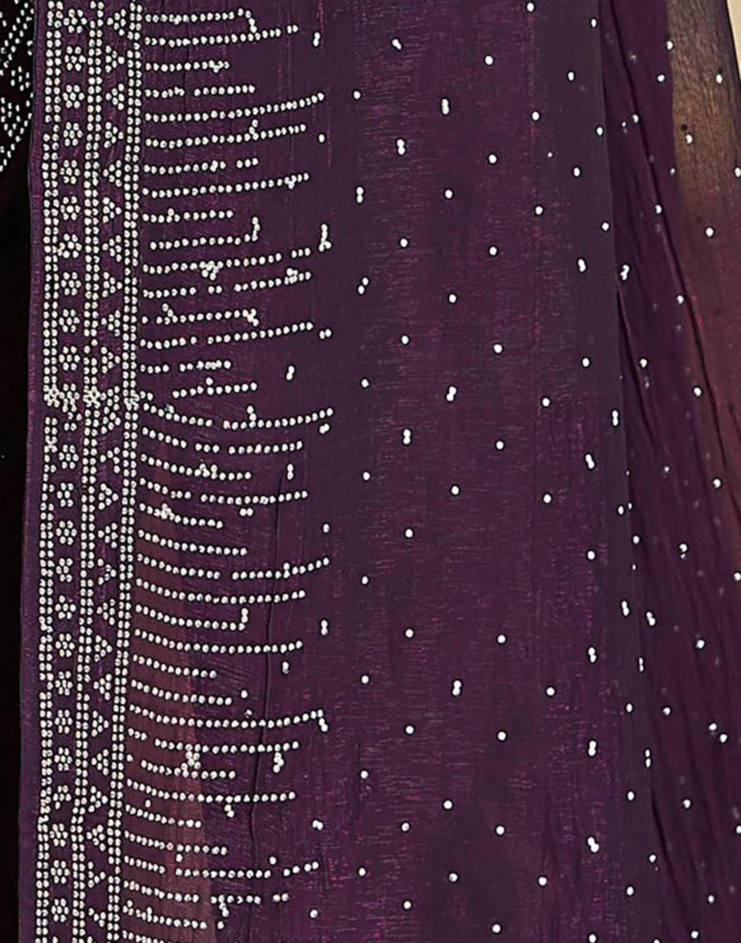 Dark Purple Shimmer Stone Work Swarovski Saree