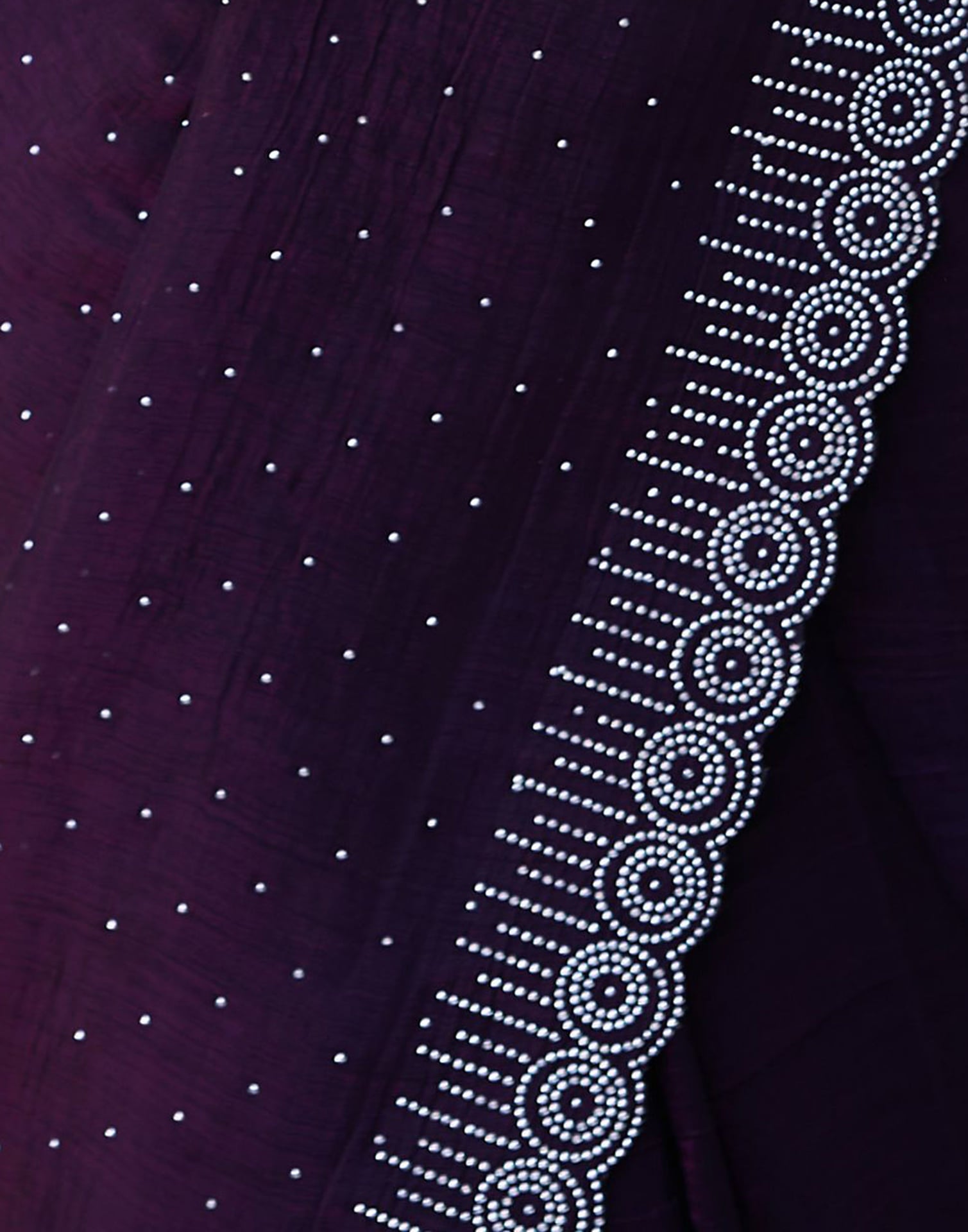 Dark Purple Shimmer Stone Work Swarovski Saree