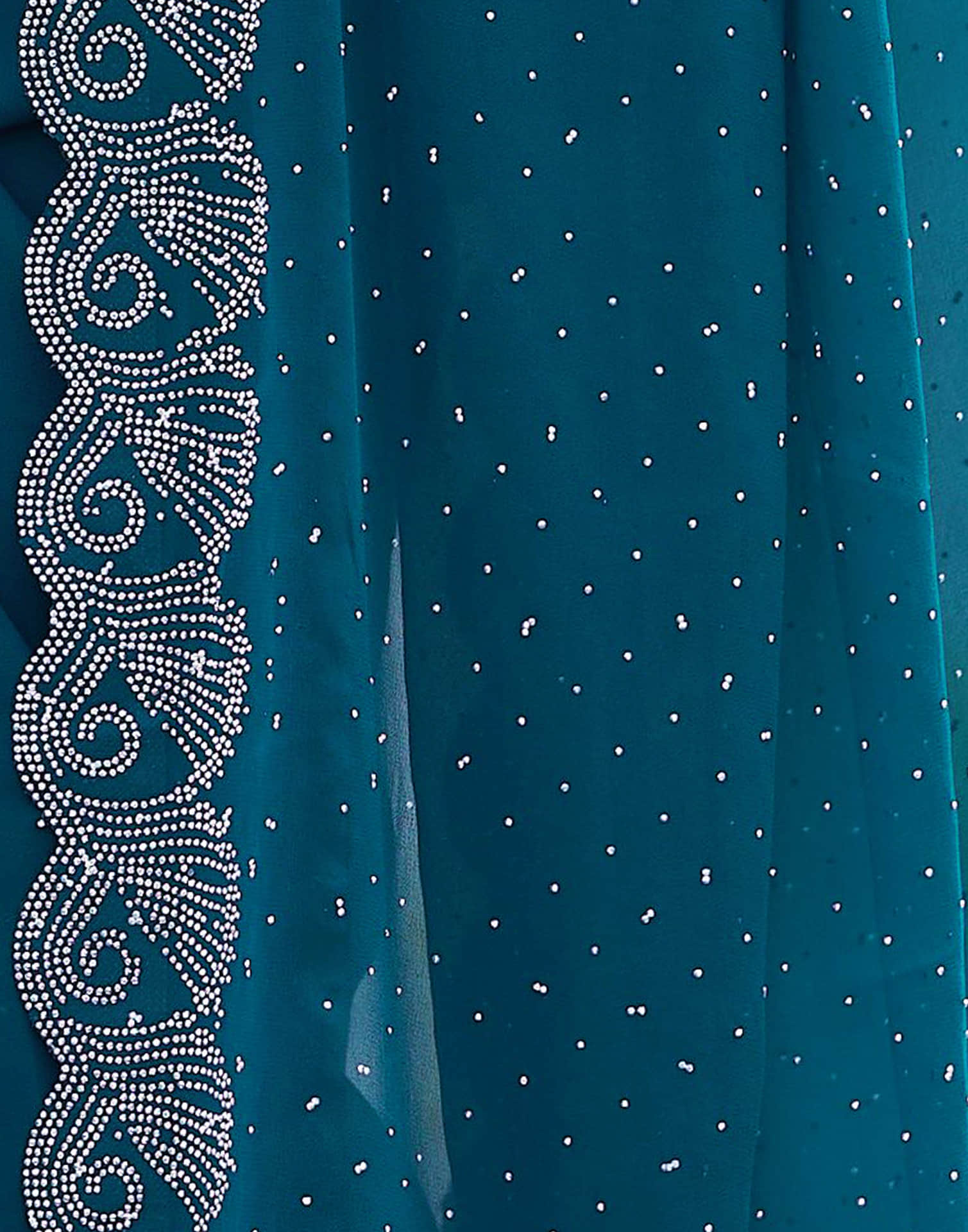 Rama Blue Georgette Stone Work Swarovski Saree