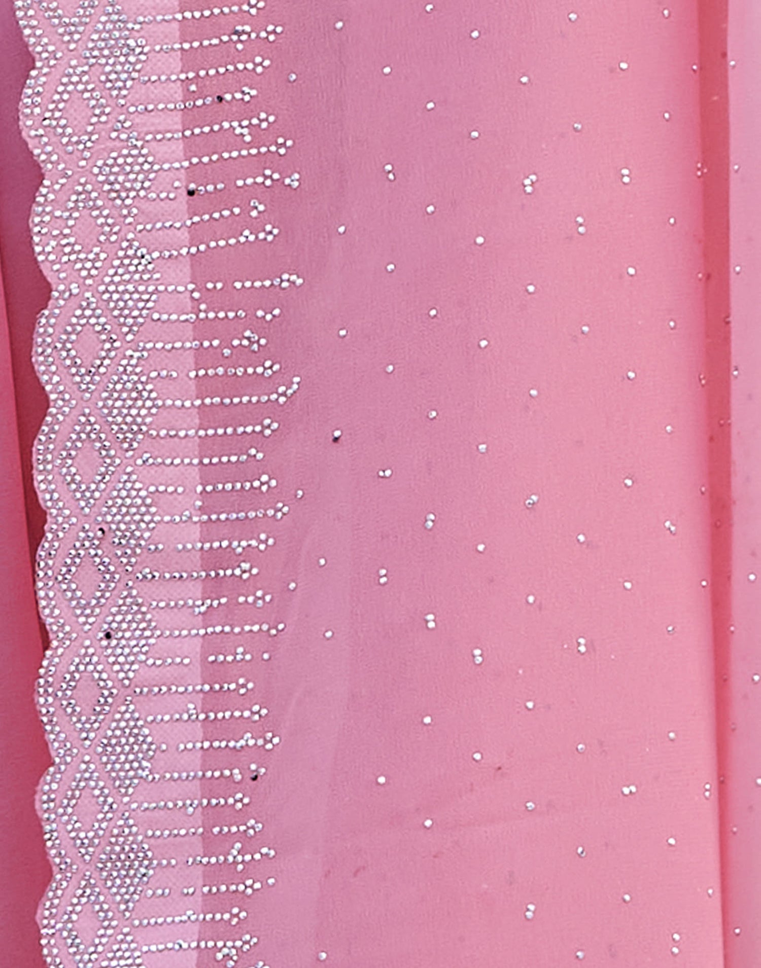Light Pink Georgette Stone Work Swarovski Saree