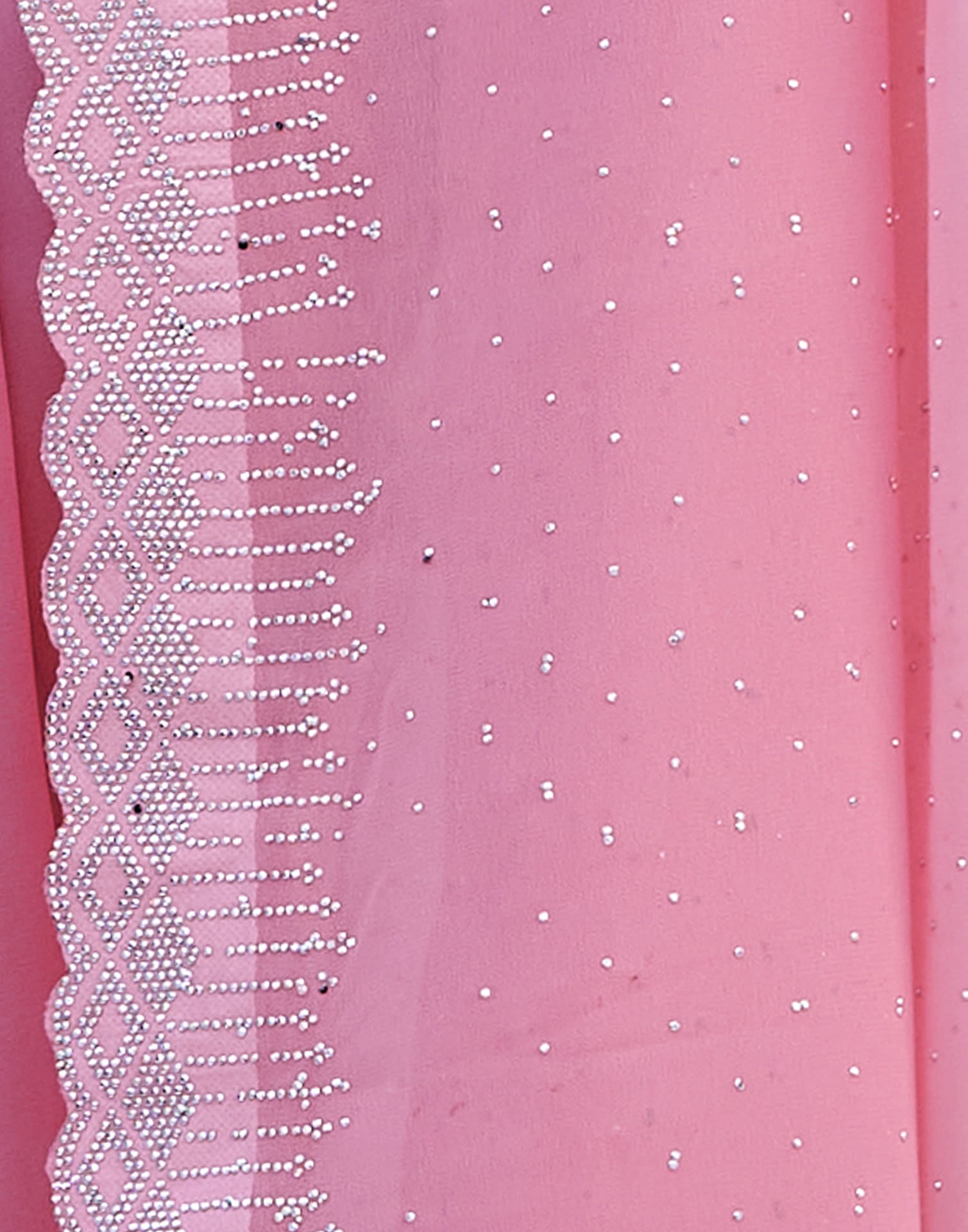Light Pink Georgette Stone Work Swarovski Saree