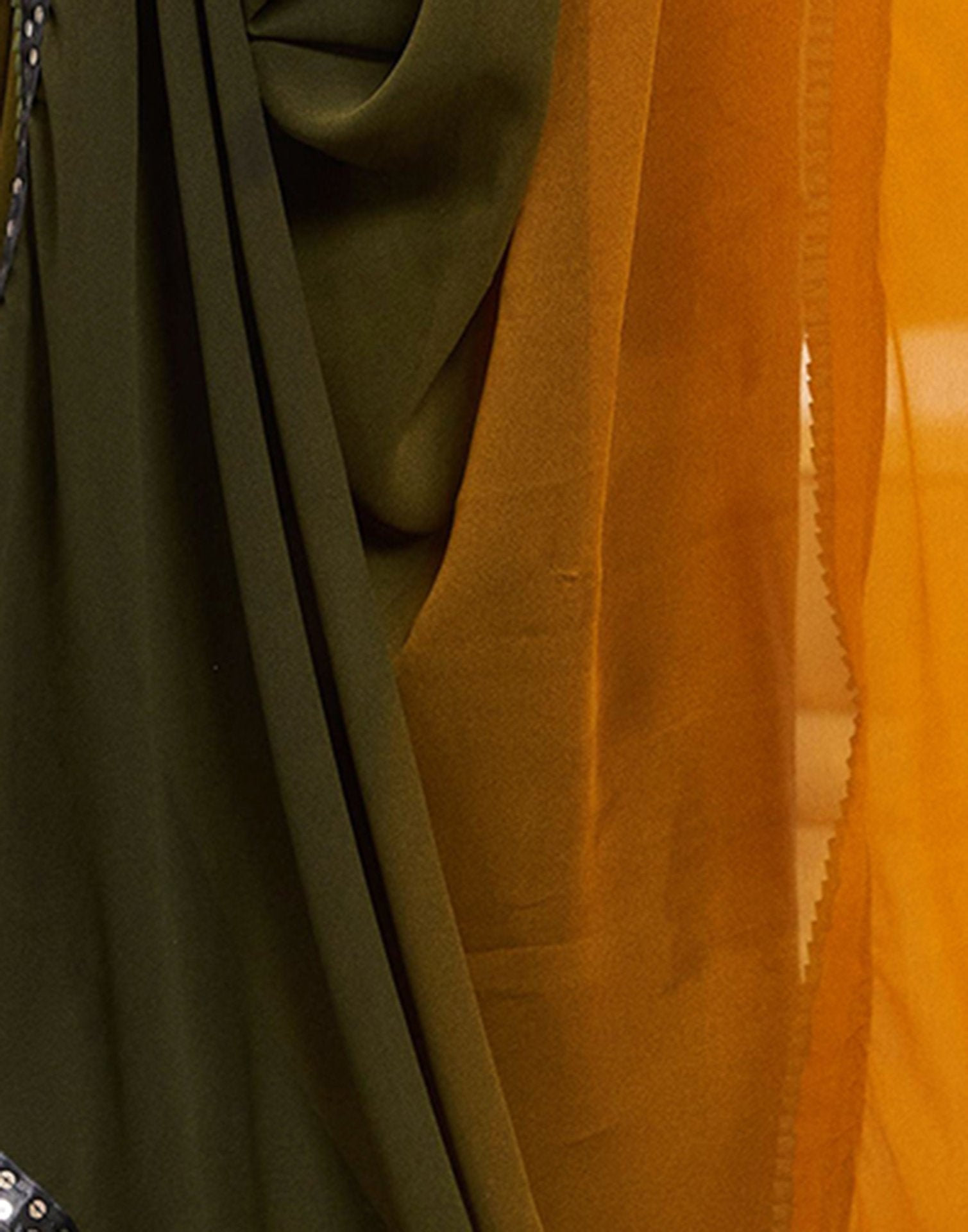 Mustard Yellow Georgette Lace Solid Saree