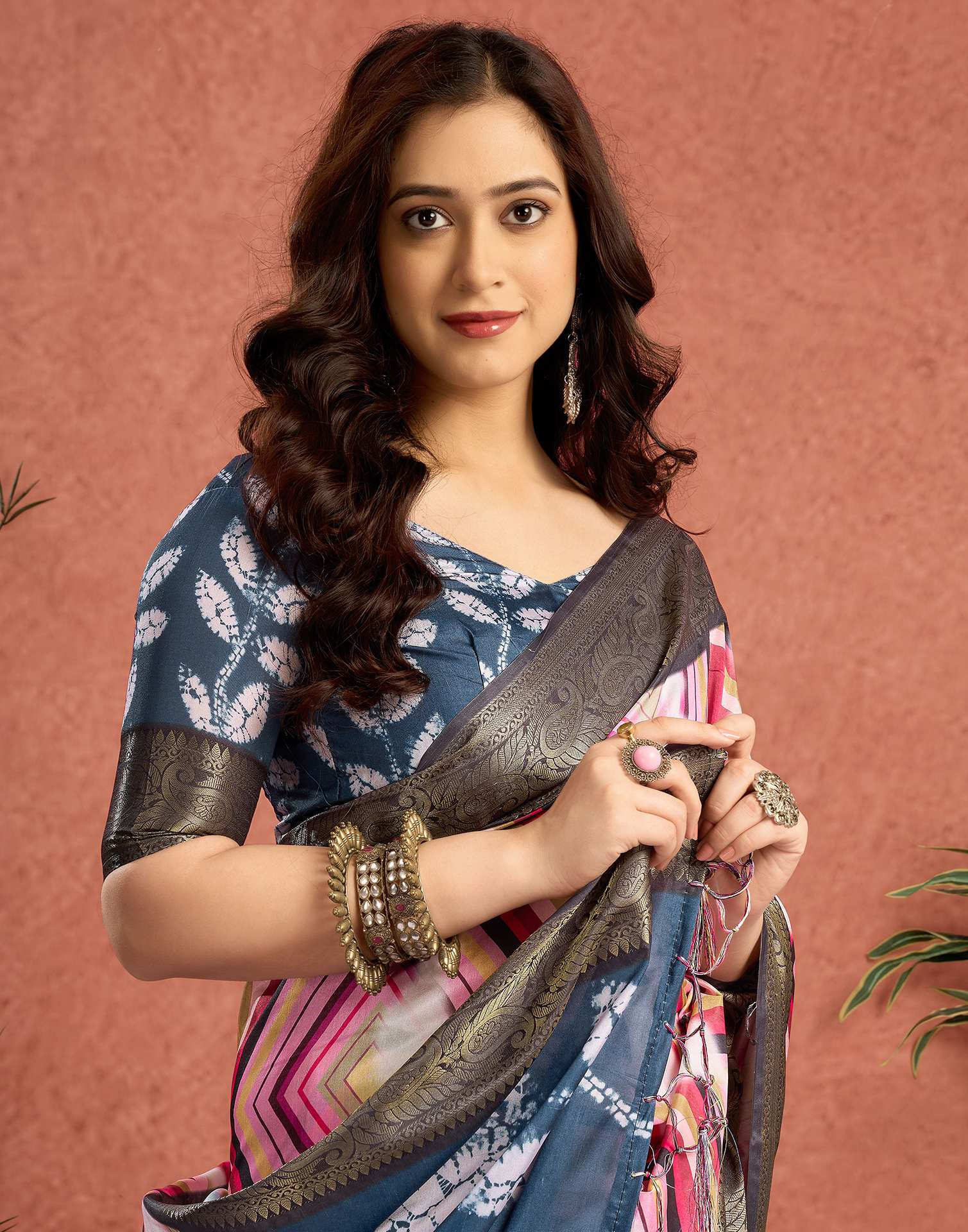 White Tussar Silk Printed Saree