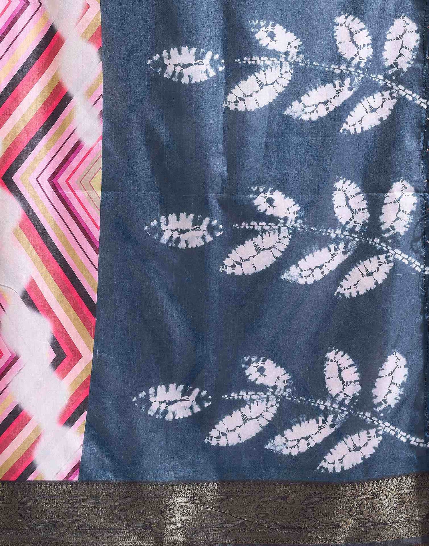 White Tussar Silk Printed Saree