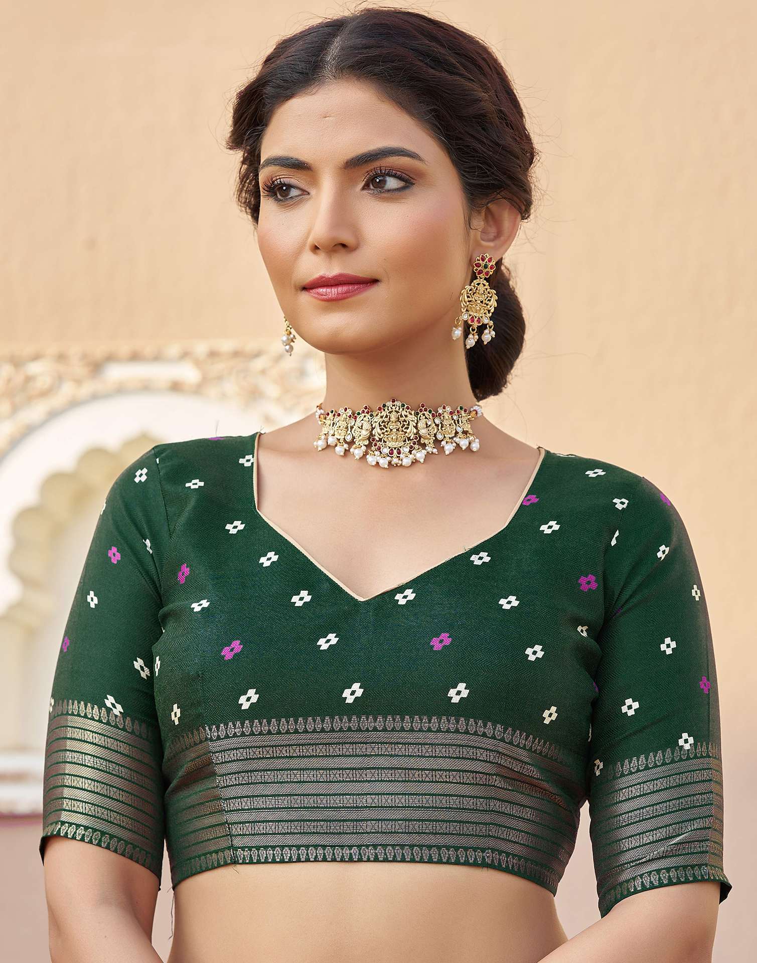 Dark Green Silk Printed Patola Saree