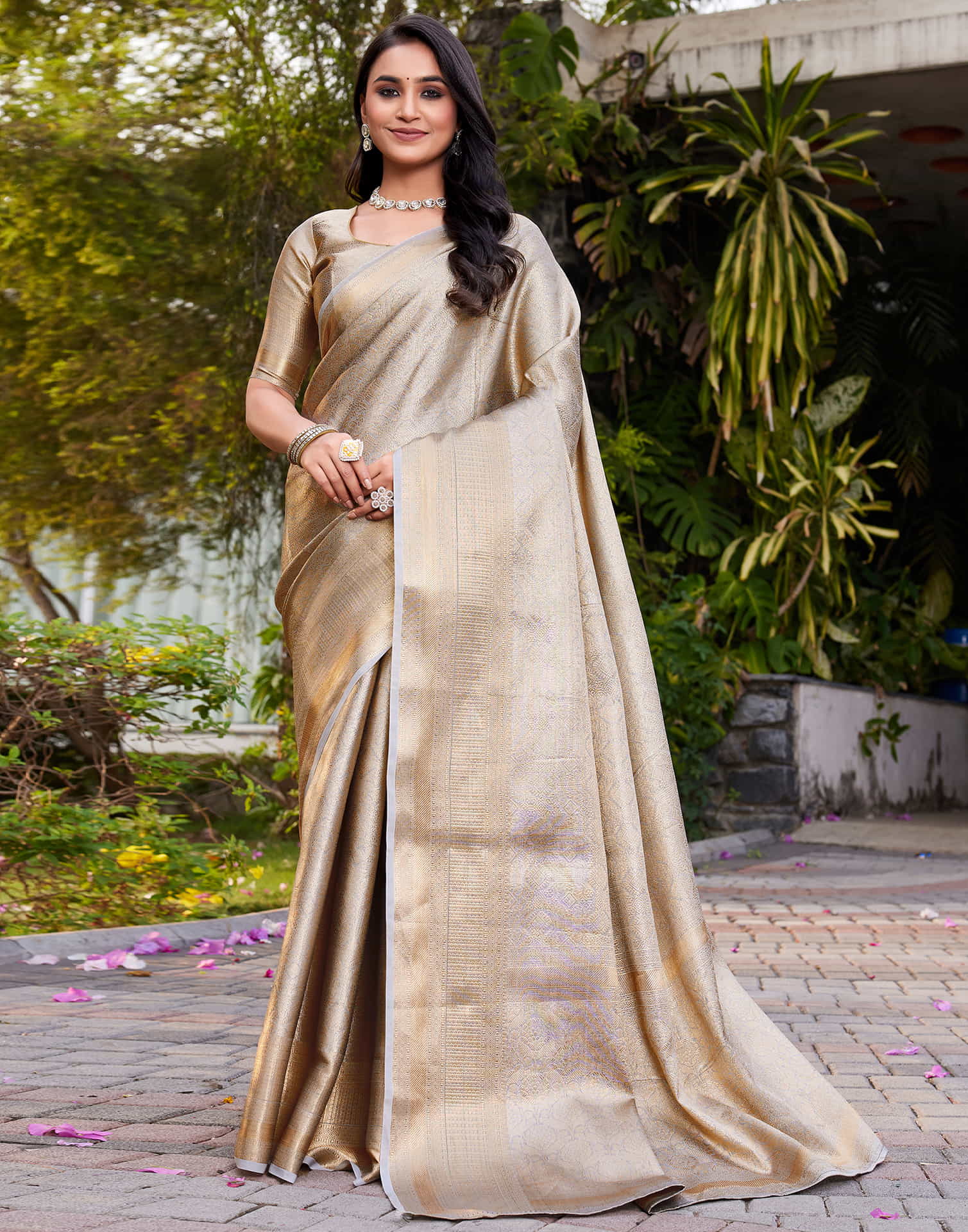 Golden Silk Woven Kanjivaram Saree