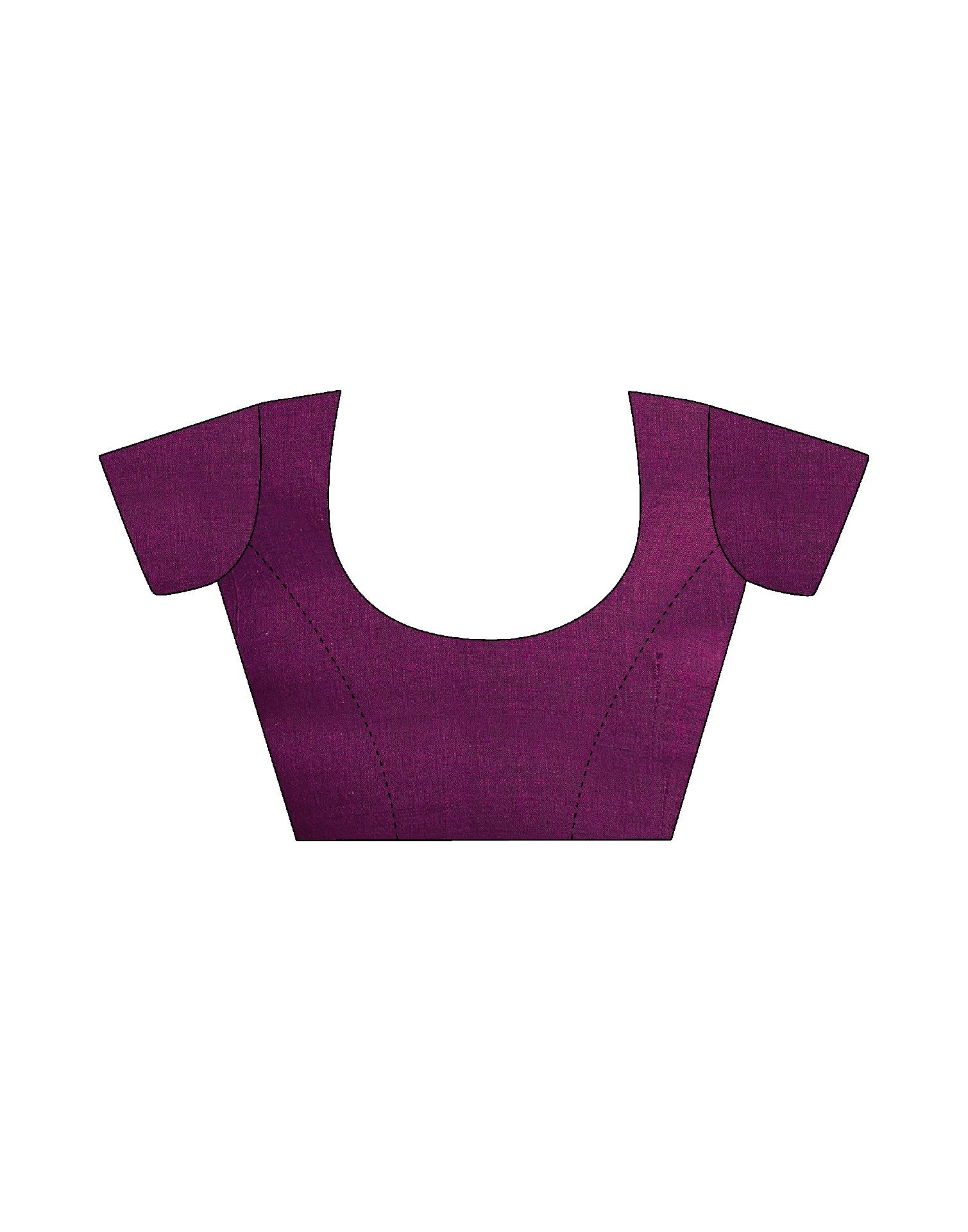 Wine Linen Zari Pallu Solid Saree