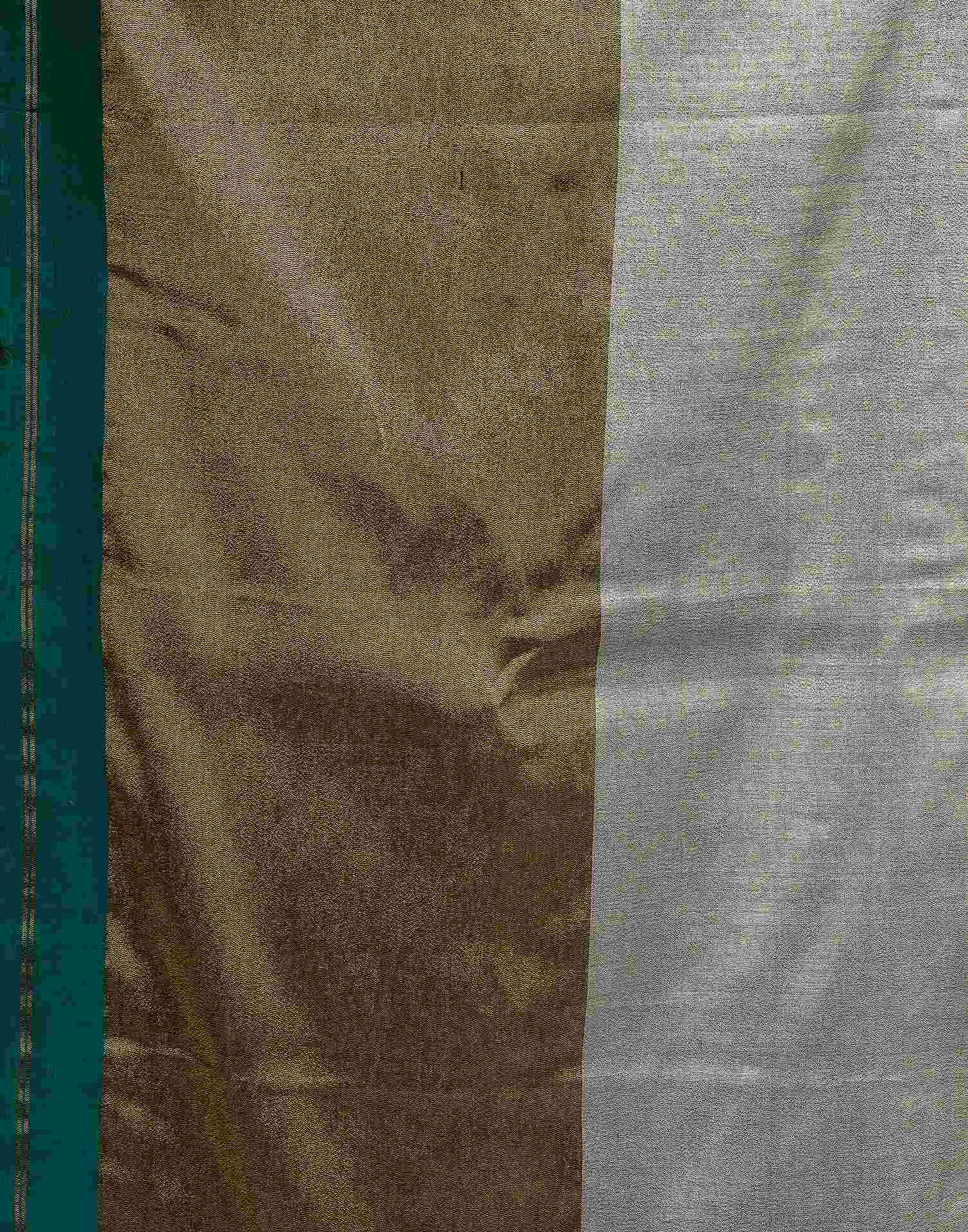 Teal Green Linen Zari Pallu Solid Saree