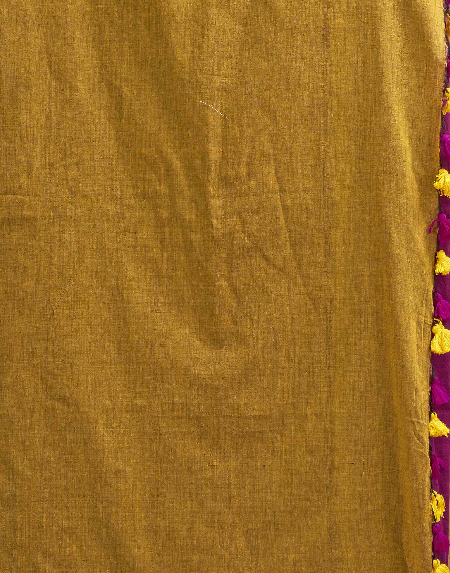 Mustard Yellow Linen Top Dyed Solid Saree