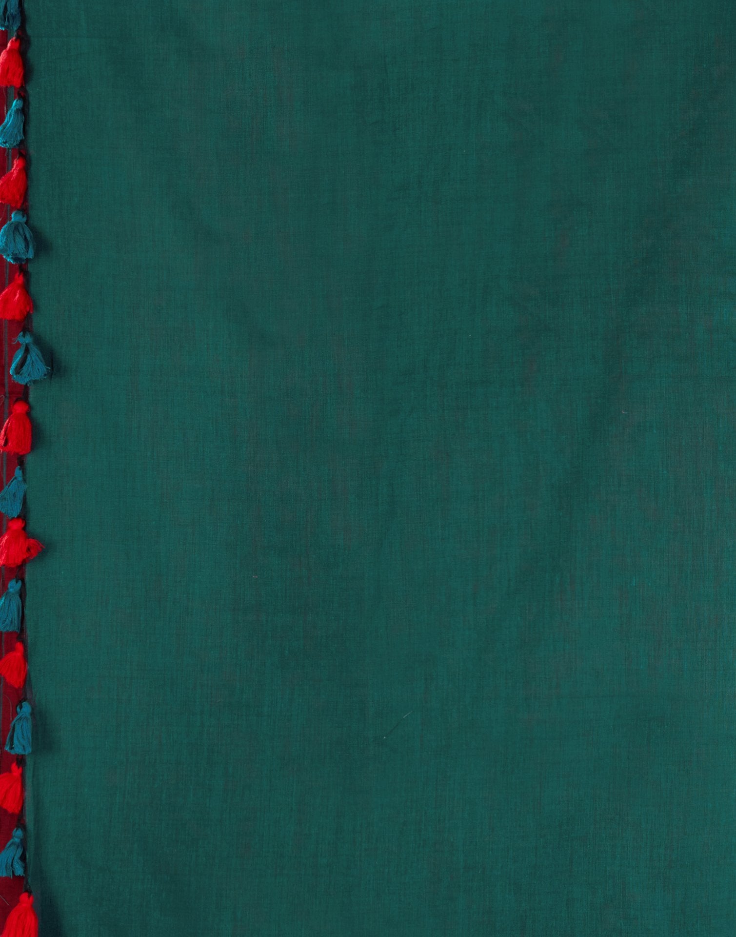 Teal Green Linen Top Dyed Solid Saree