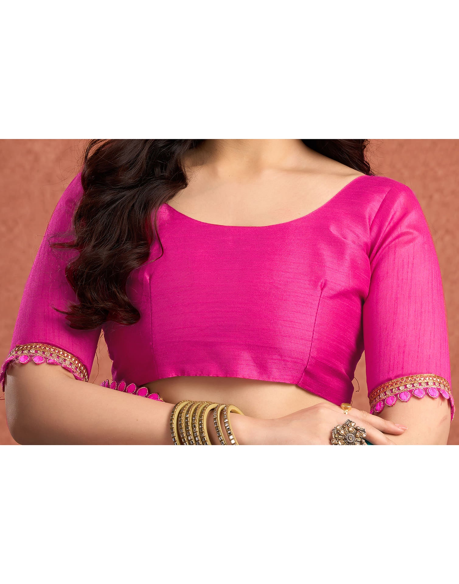 Turquoise Georgette Lace Solid Saree