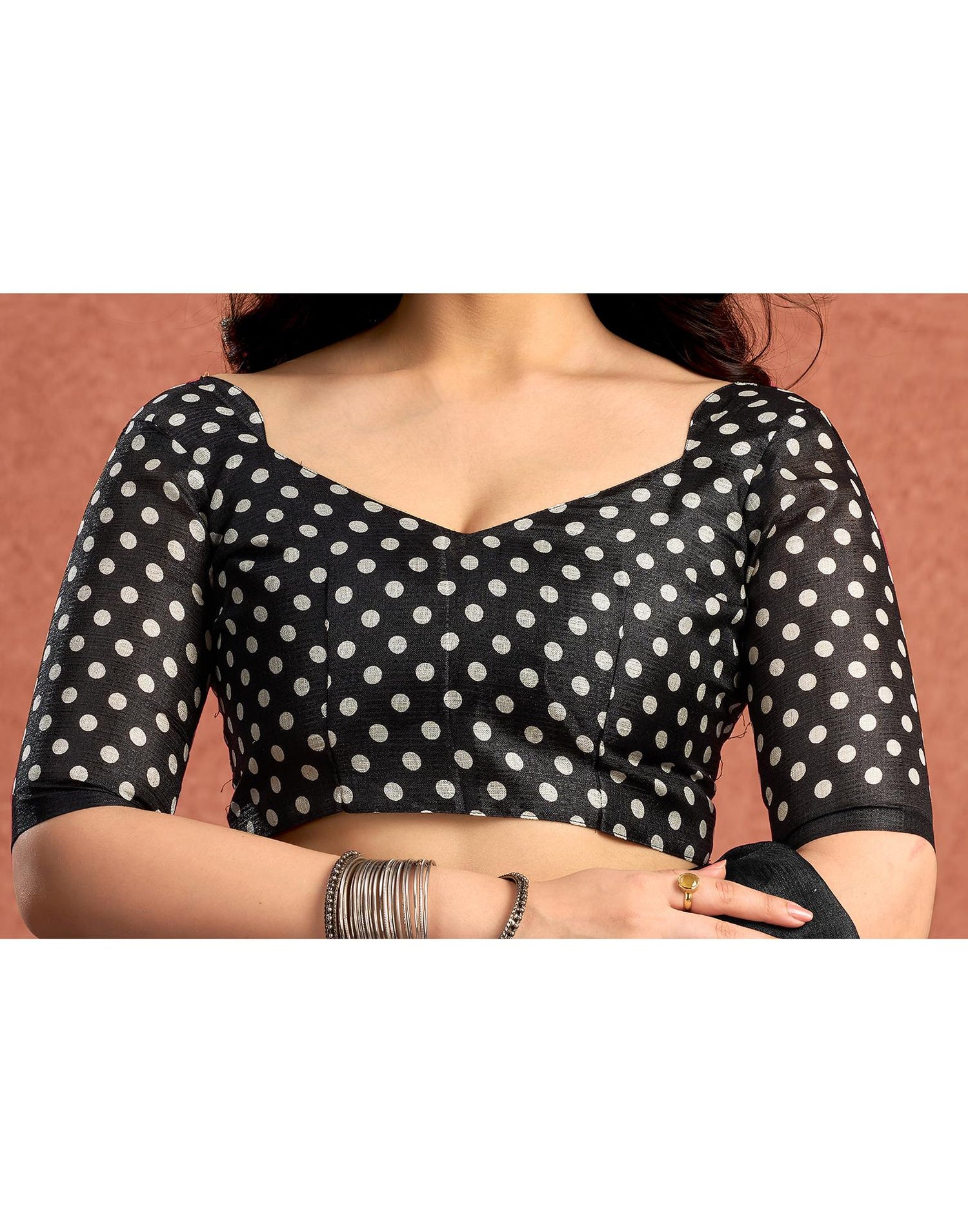 Black Vichitra Silk Printed Saree