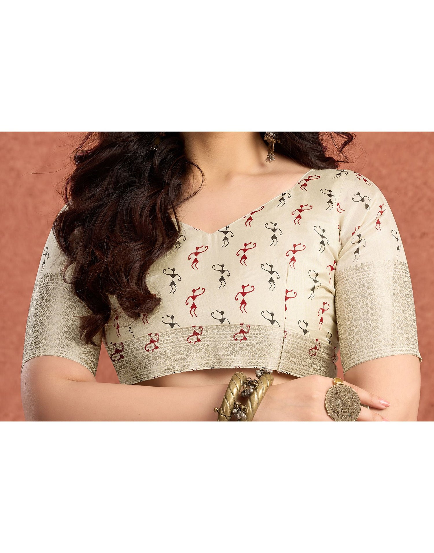 Off White Silk Warli Printed Saree