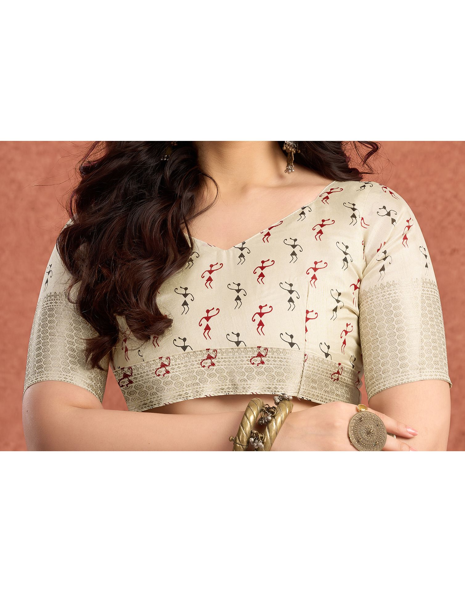 Off White Silk Warli Printed Saree