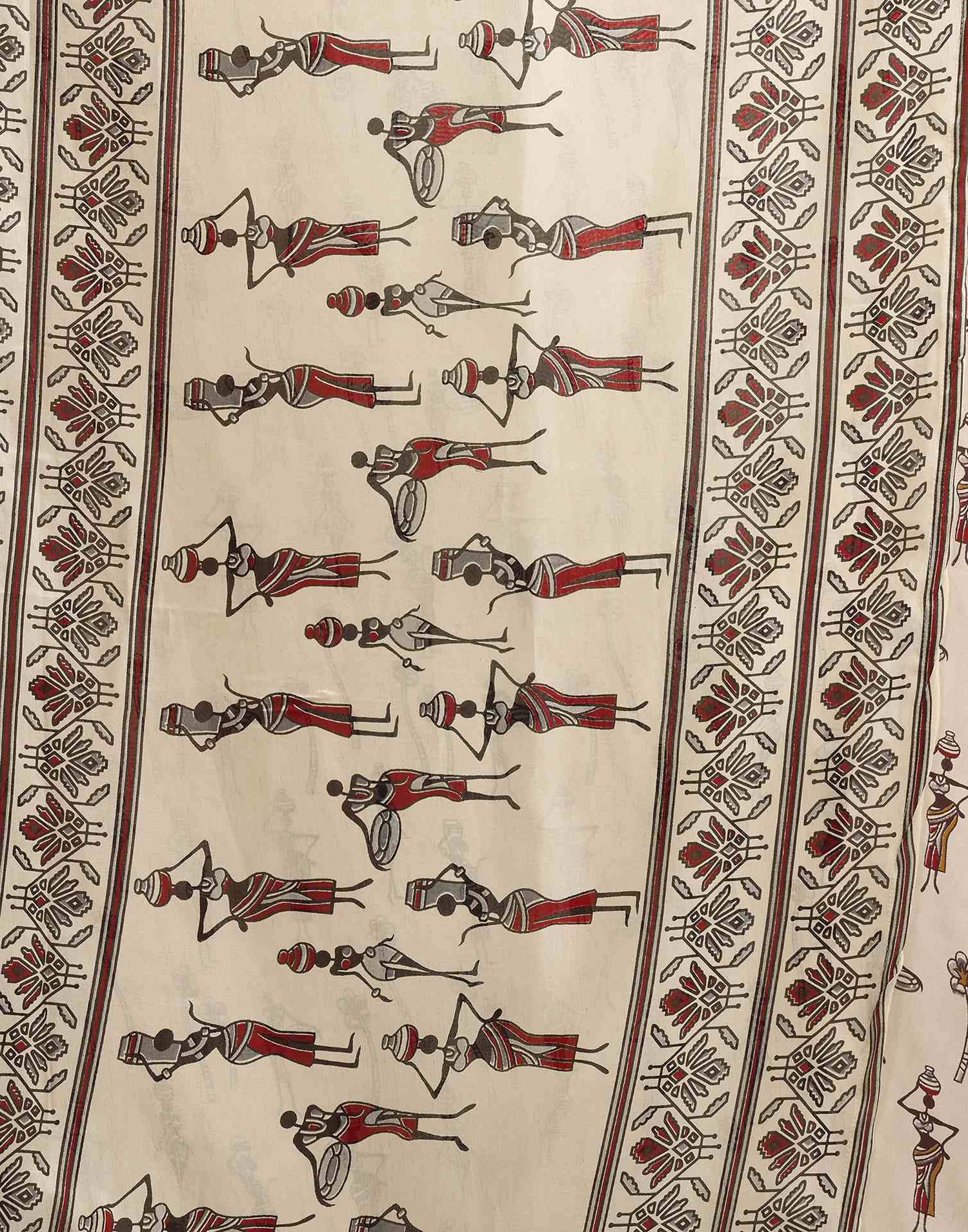 Off White Silk Warli Printed Saree