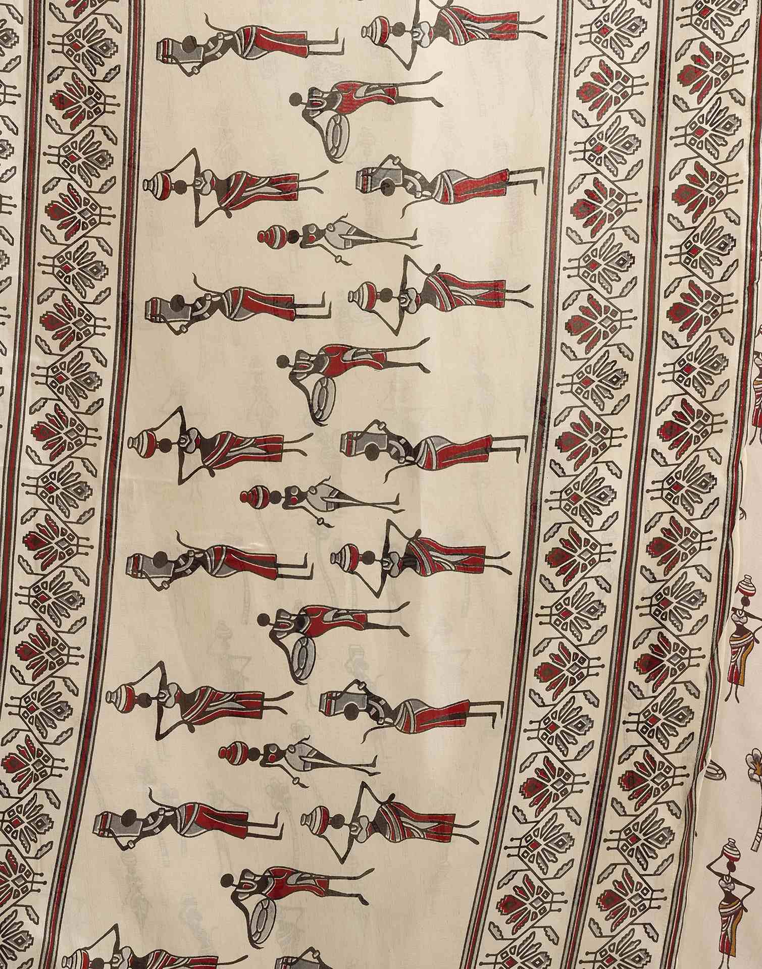 Off White Silk Warli Printed Saree